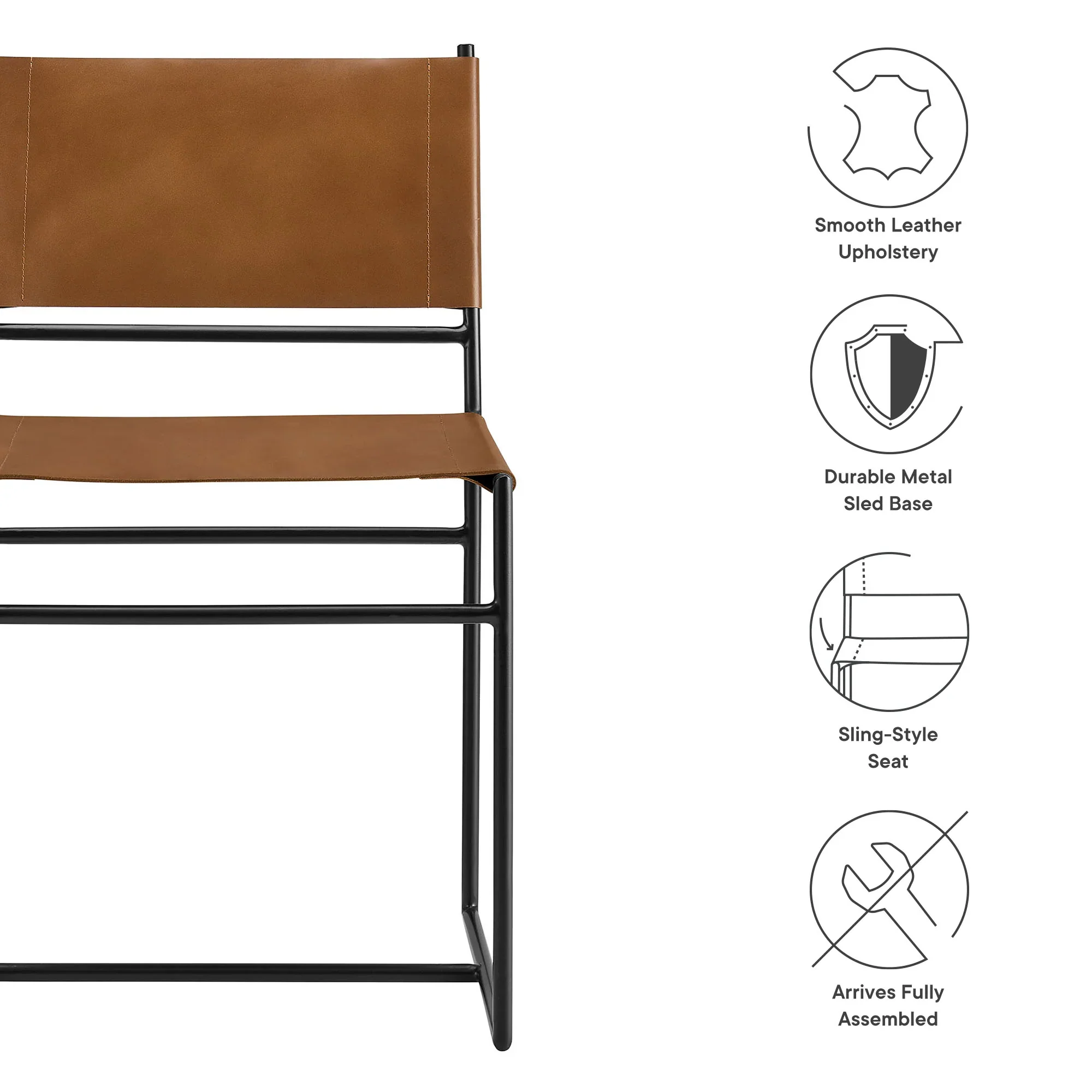 Thatcher Leather and Metal Dining Chair - Image 8