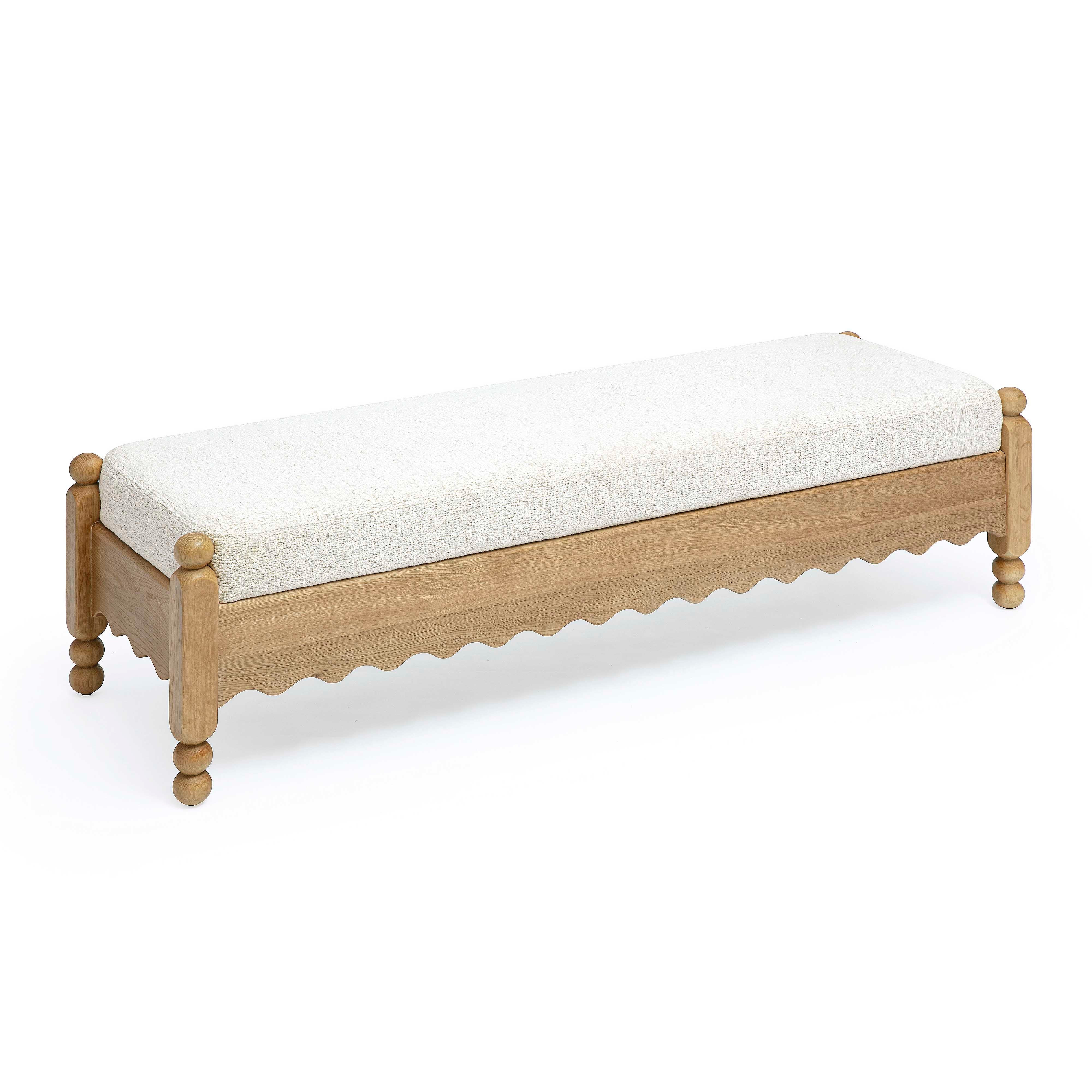 Thelma 56" Cream Performance Basketweave Bench - Image 4