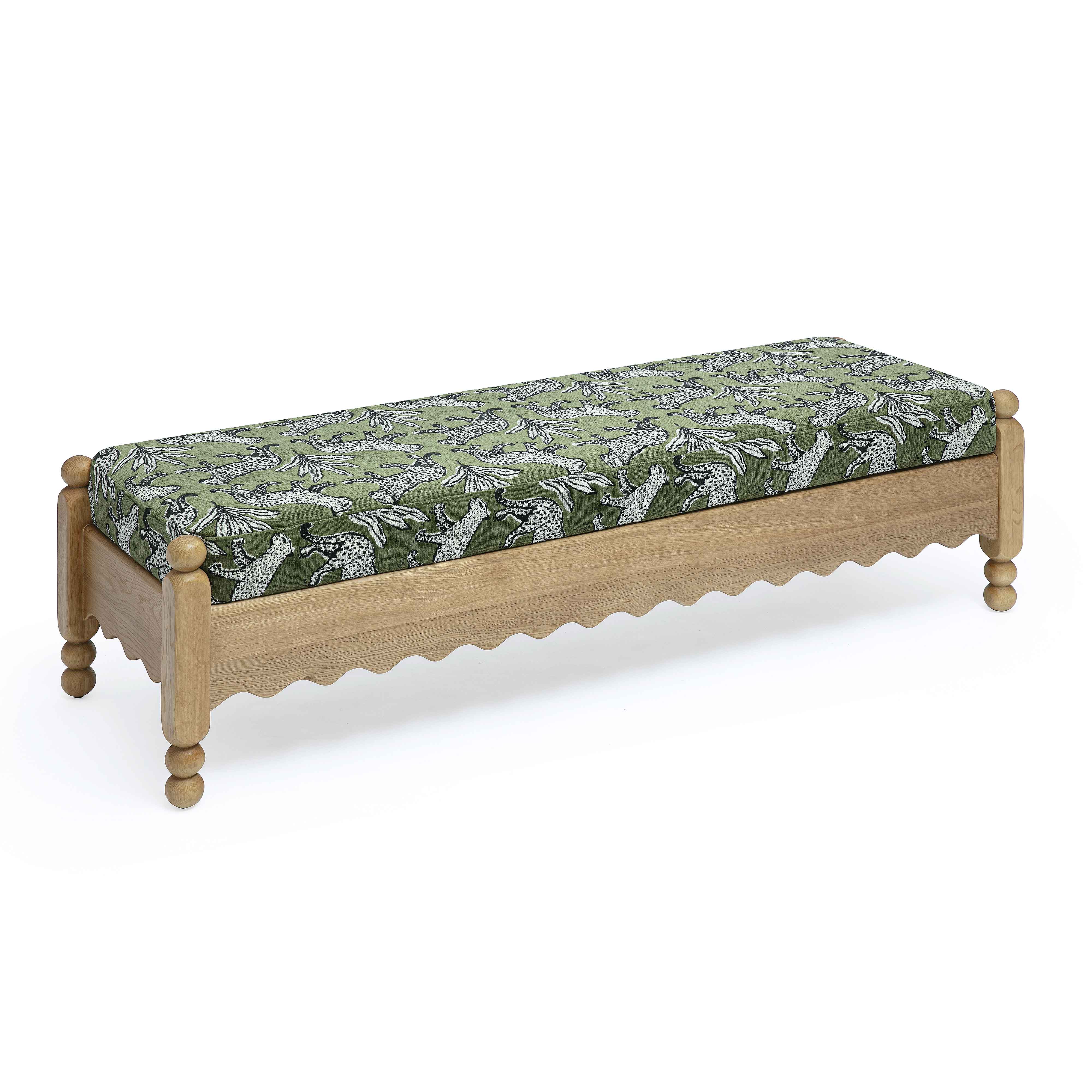 Thelma 56" Leopard Performance Jacquard Fabric Bench - Image 10