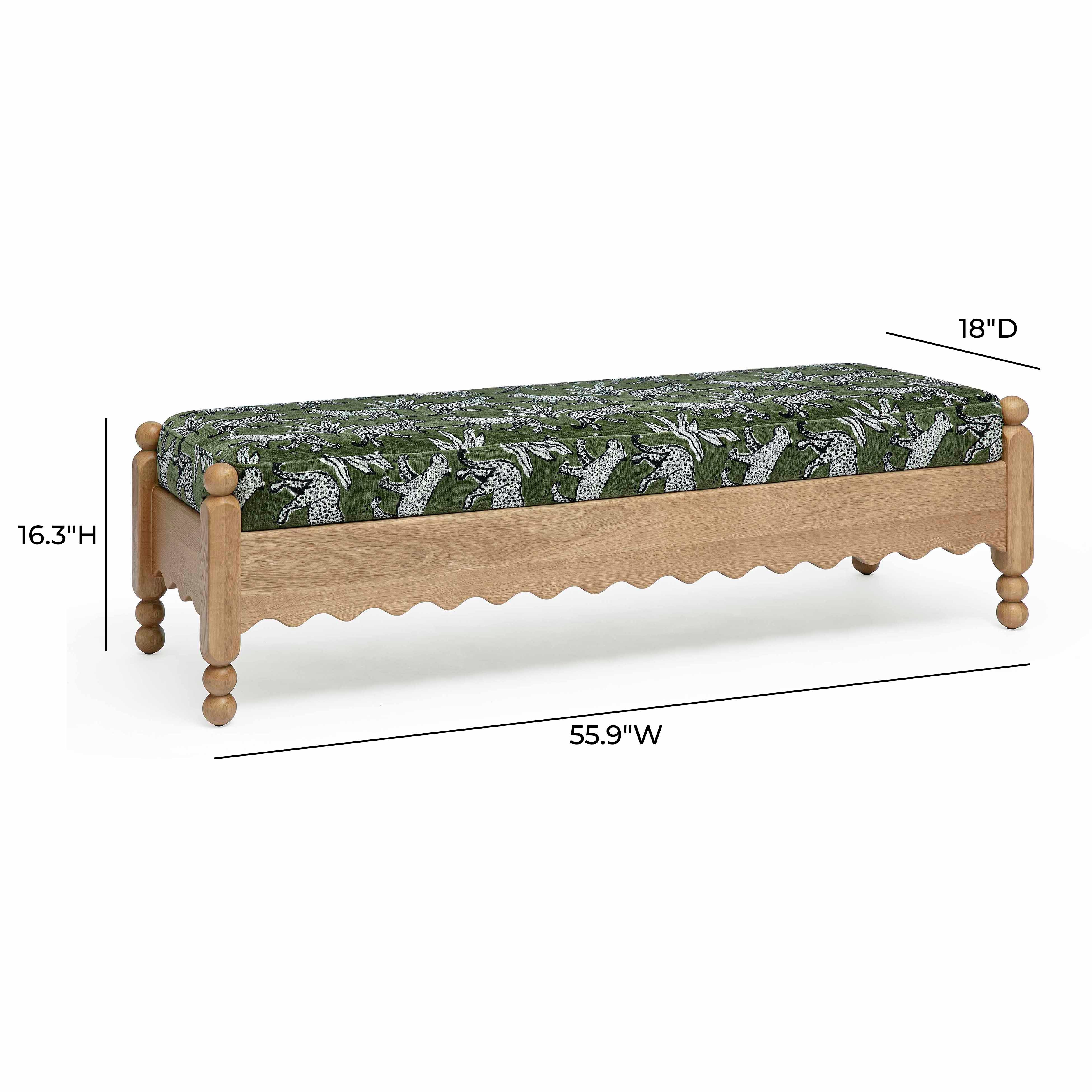 Thelma 56" Leopard Performance Jacquard Fabric Bench - Image 12