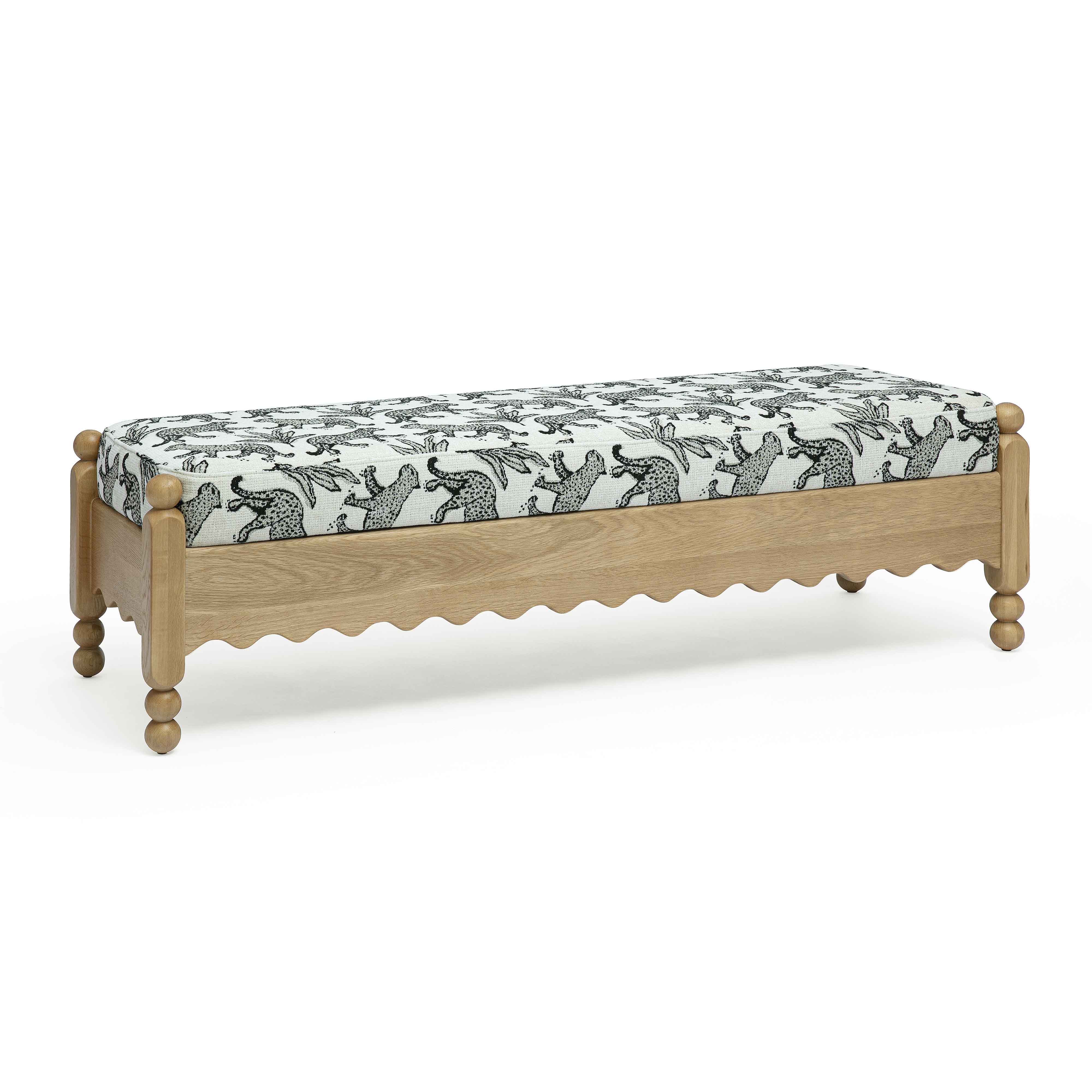 Thelma 56" Leopard Performance Jacquard Fabric Bench - Image 3