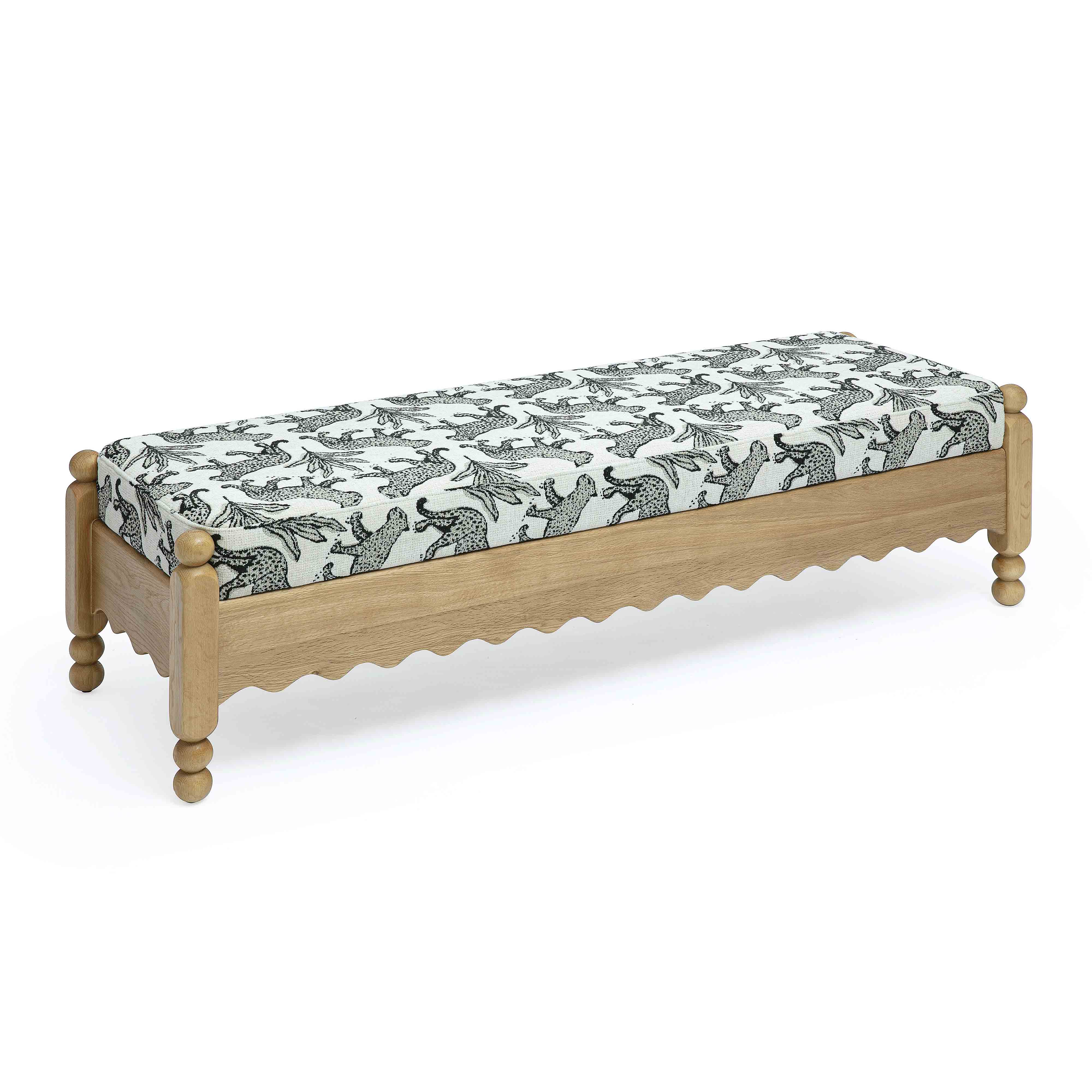 Thelma 56" Leopard Performance Jacquard Fabric Bench - Image 4