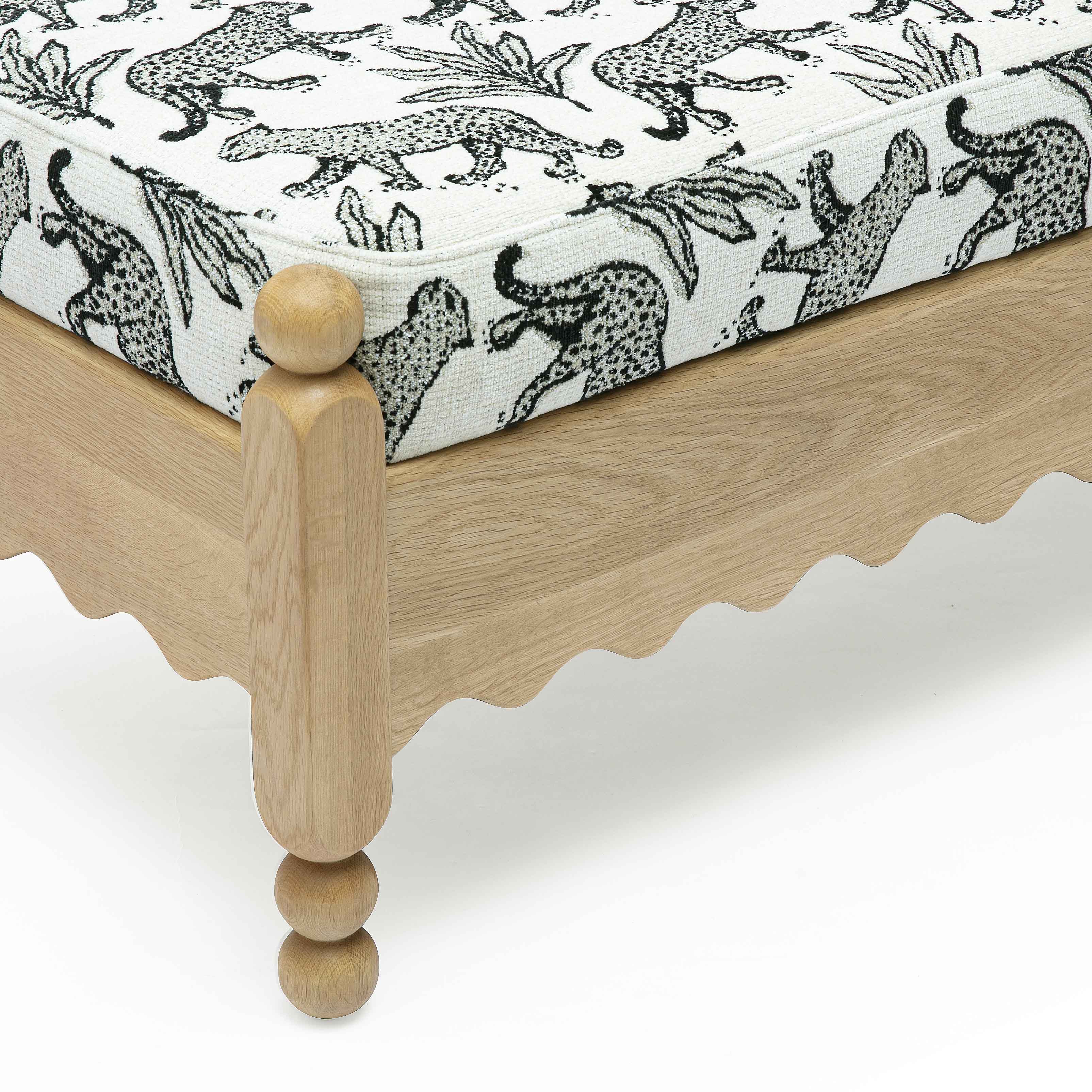 Thelma 56" Leopard Performance Jacquard Fabric Bench - Image 5