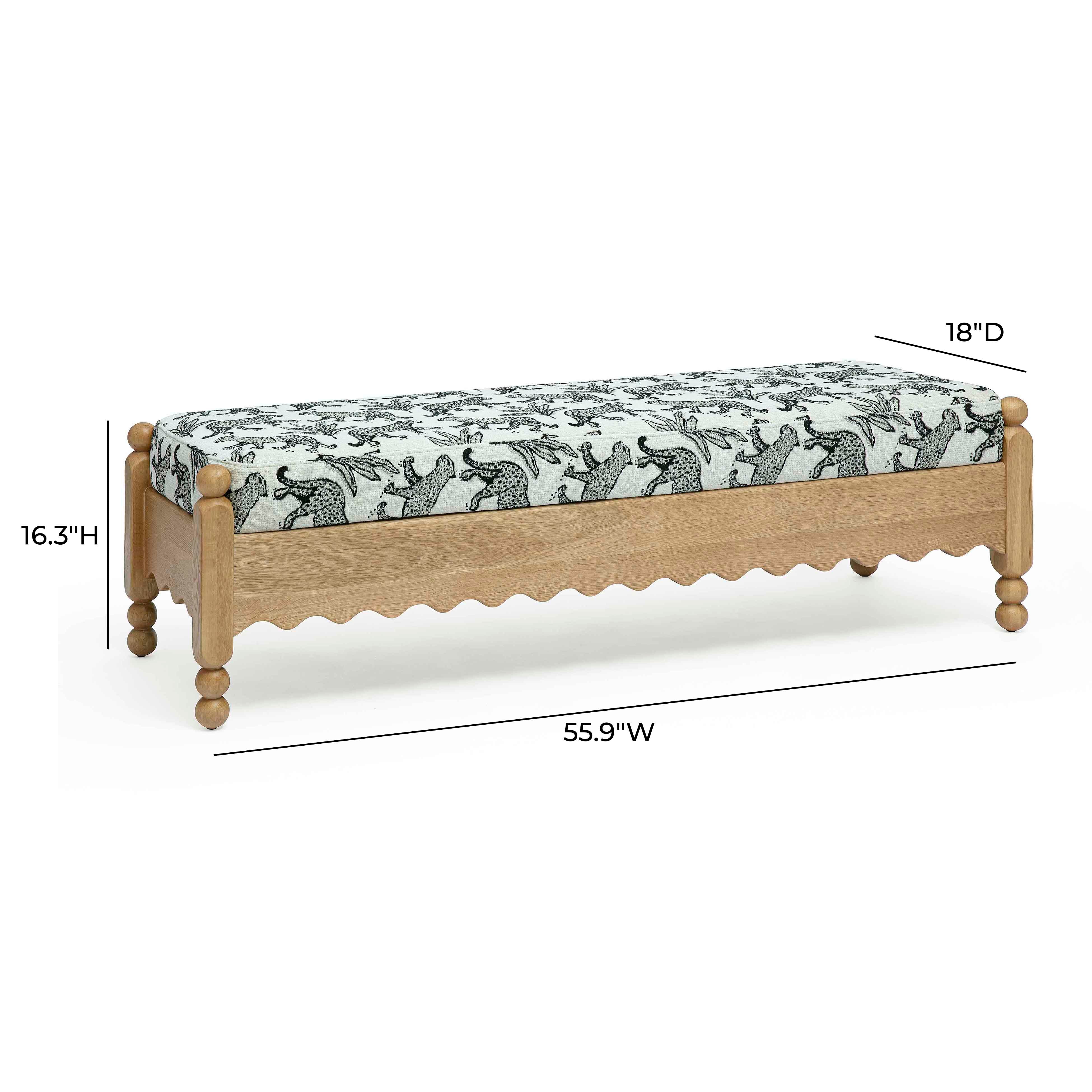 Thelma 56" Leopard Performance Jacquard Fabric Bench - Image 6