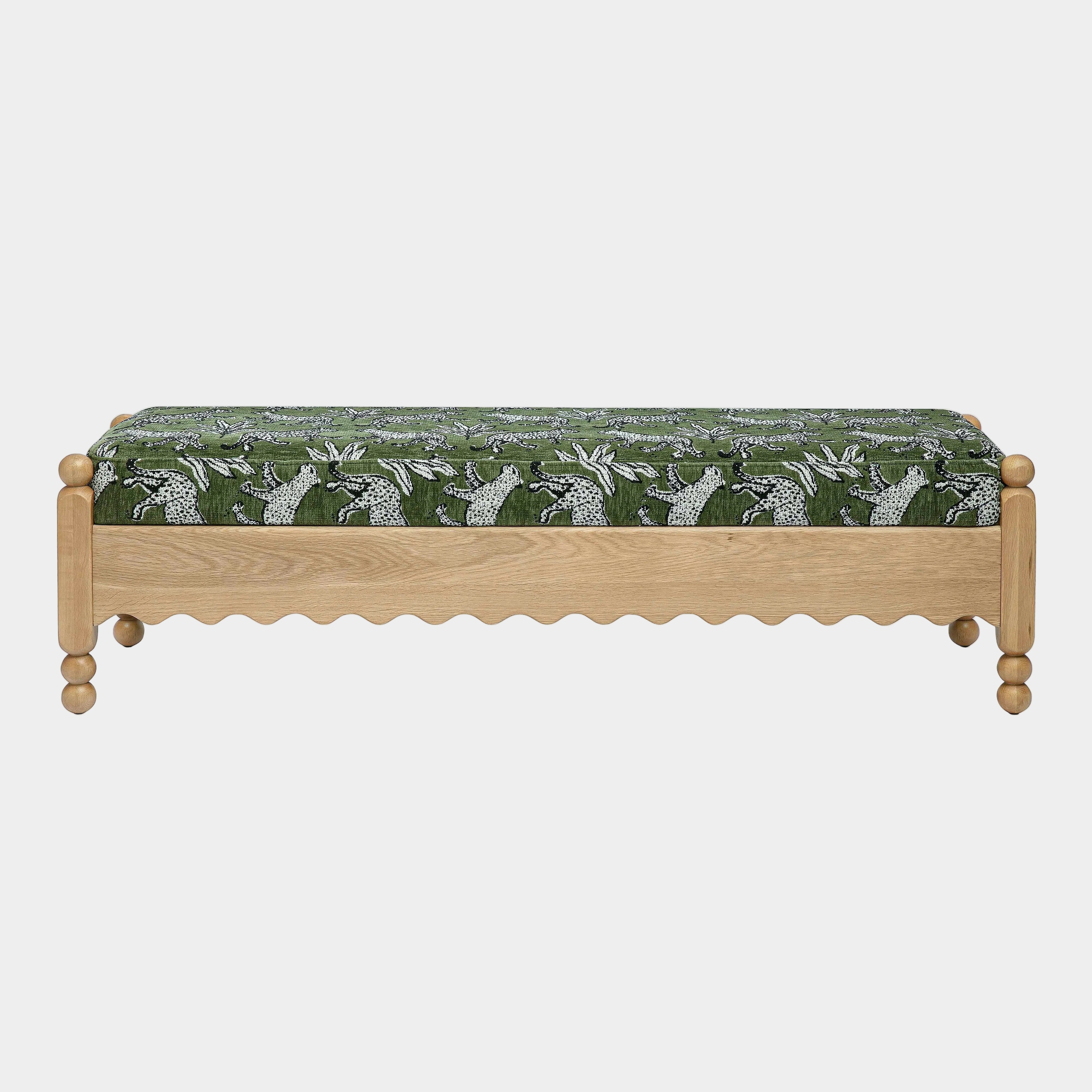 Thelma 56" Leopard Performance Jacquard Fabric Bench - Image 7