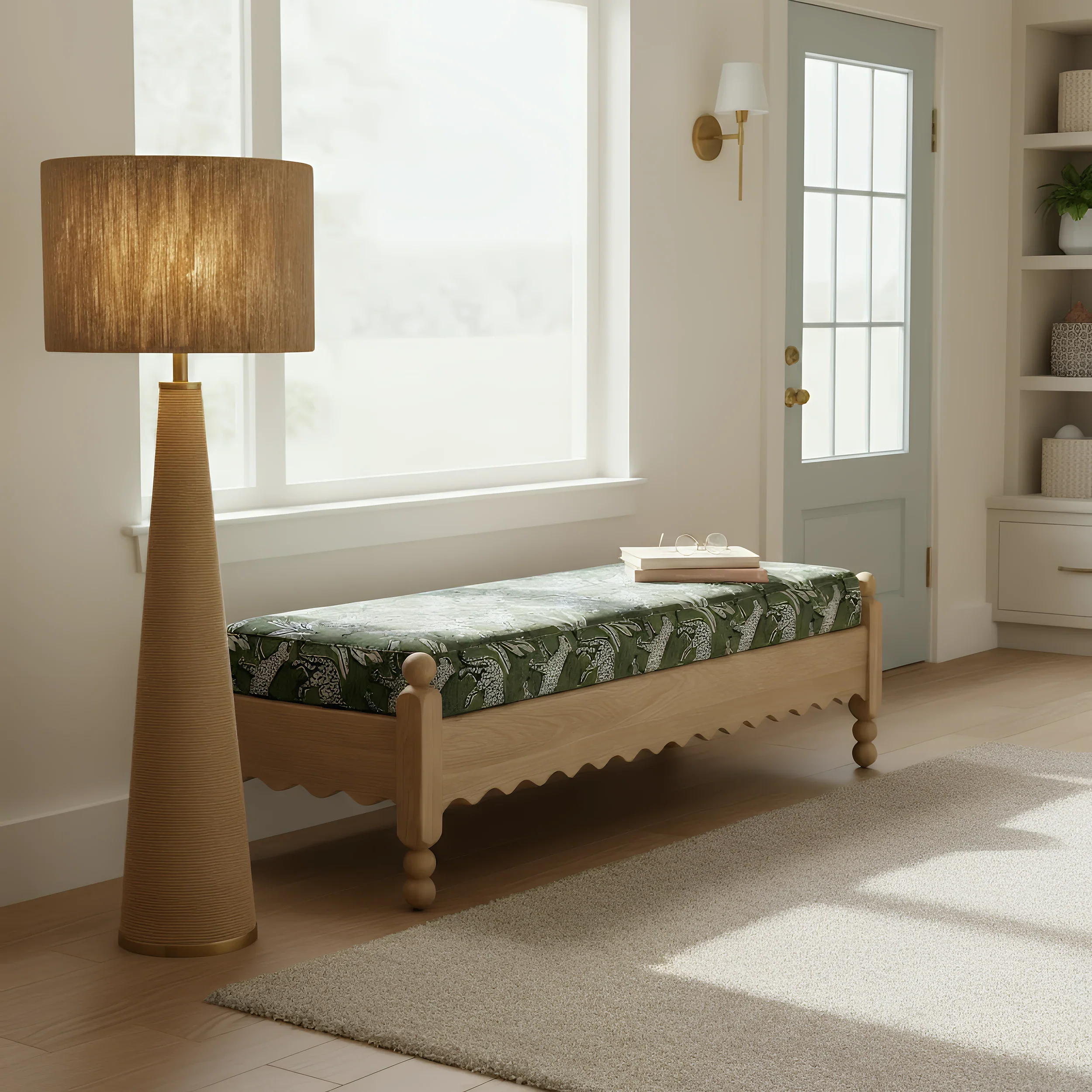 Thelma 56" Leopard Performance Jacquard Fabric Bench - Image 8