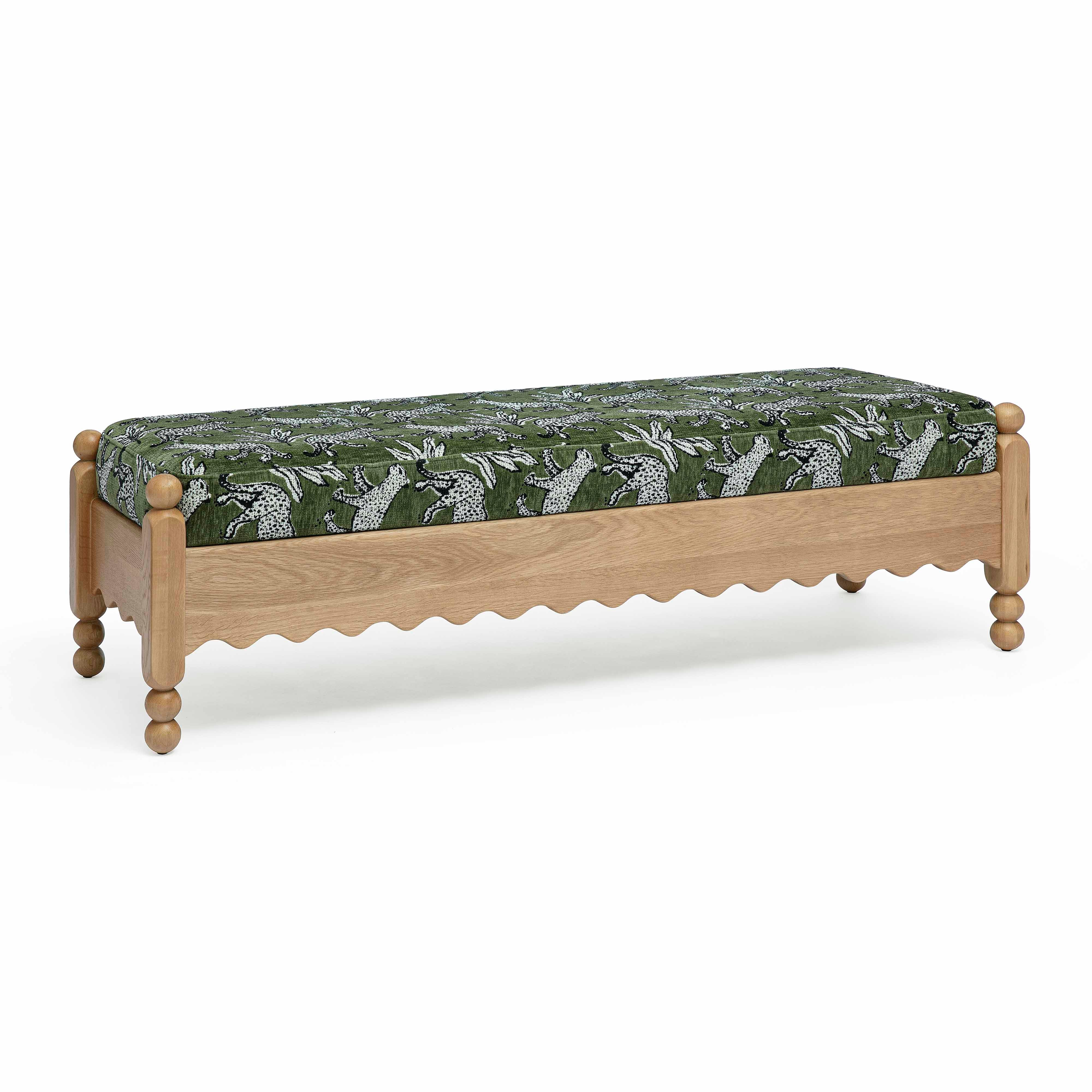 Thelma 56" Leopard Performance Jacquard Fabric Bench - Image 9