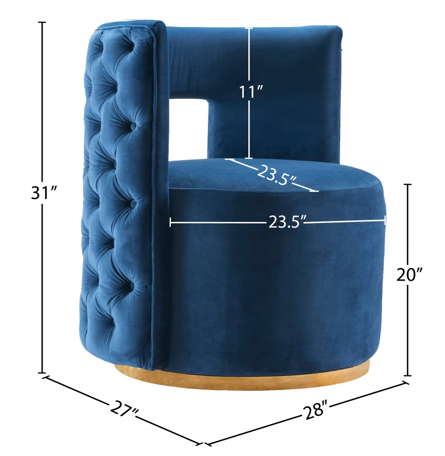Theo Velvet Upholstered Swivel Accent Chair - Image 11