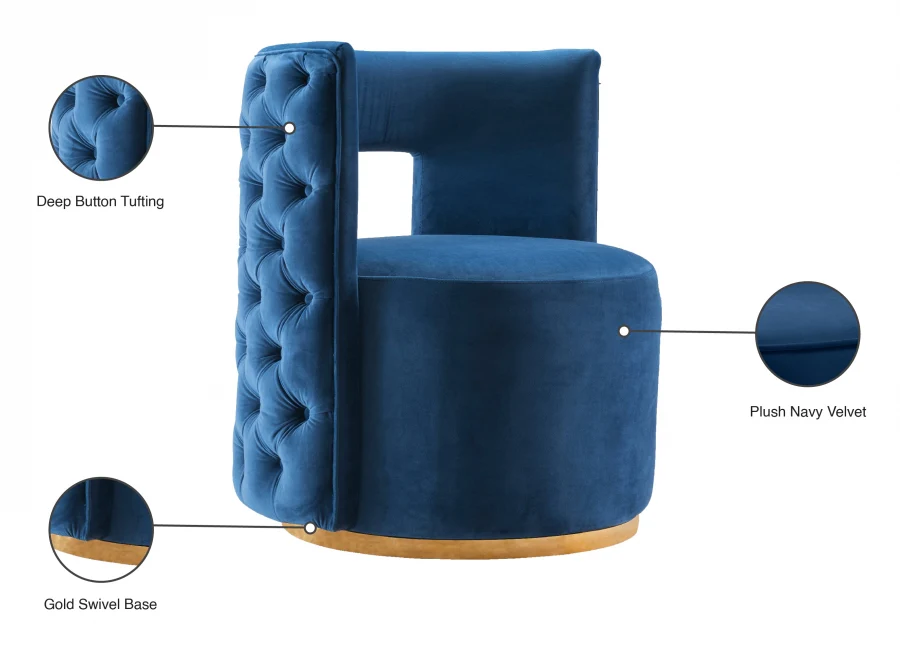 Theo Velvet Upholstered Swivel Accent Chair - Image 13