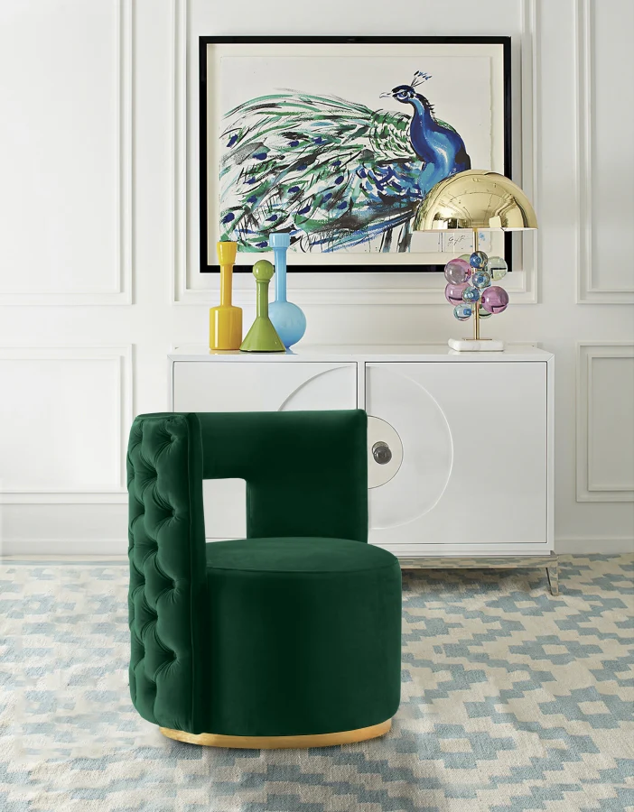 Theo Velvet Upholstered Swivel Accent Chair - Image 14