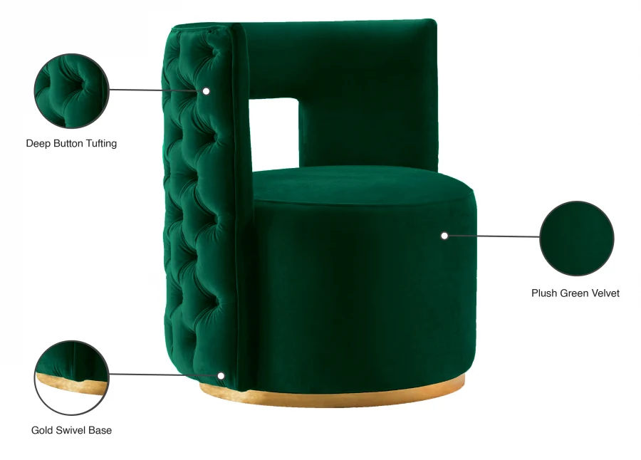 Theo Velvet Upholstered Swivel Accent Chair - Image 19