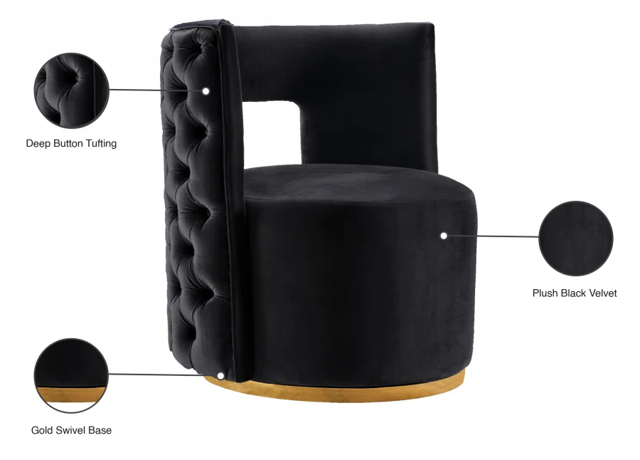 Theo Velvet Upholstered Swivel Accent Chair - Image 6