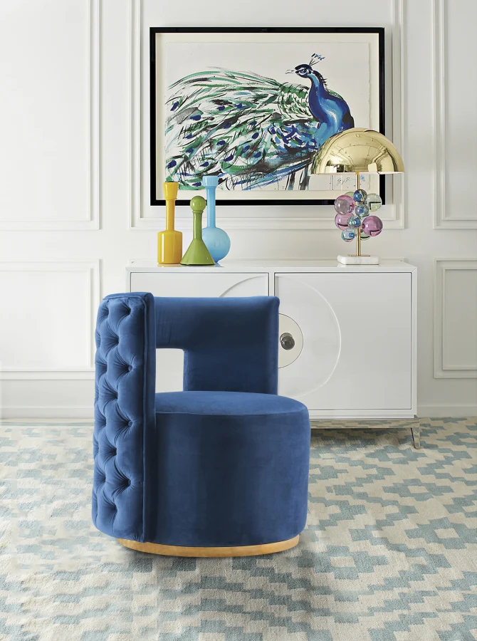 Theo Velvet Upholstered Swivel Accent Chair - Image 8