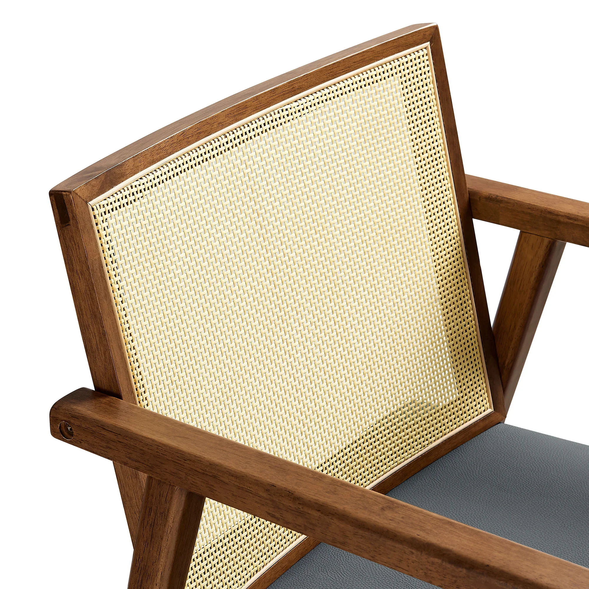 Thera Vegan Leather and Cane Accent Armchairs Set of 2 - Image 4