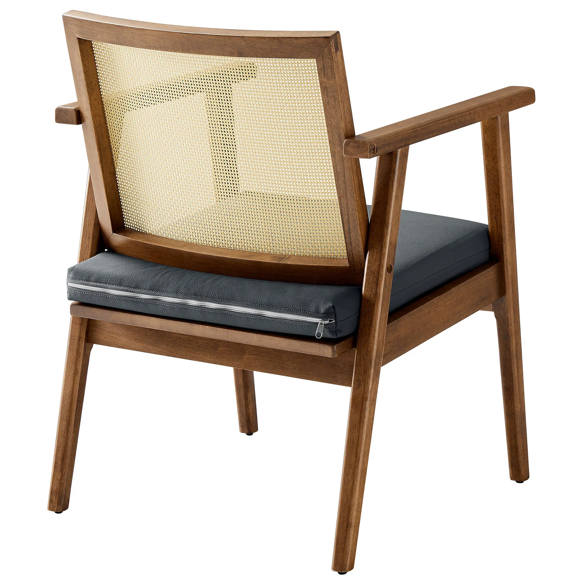Thera Vegan Leather and Cane Accent Armchairs Set of 2 - Image 6