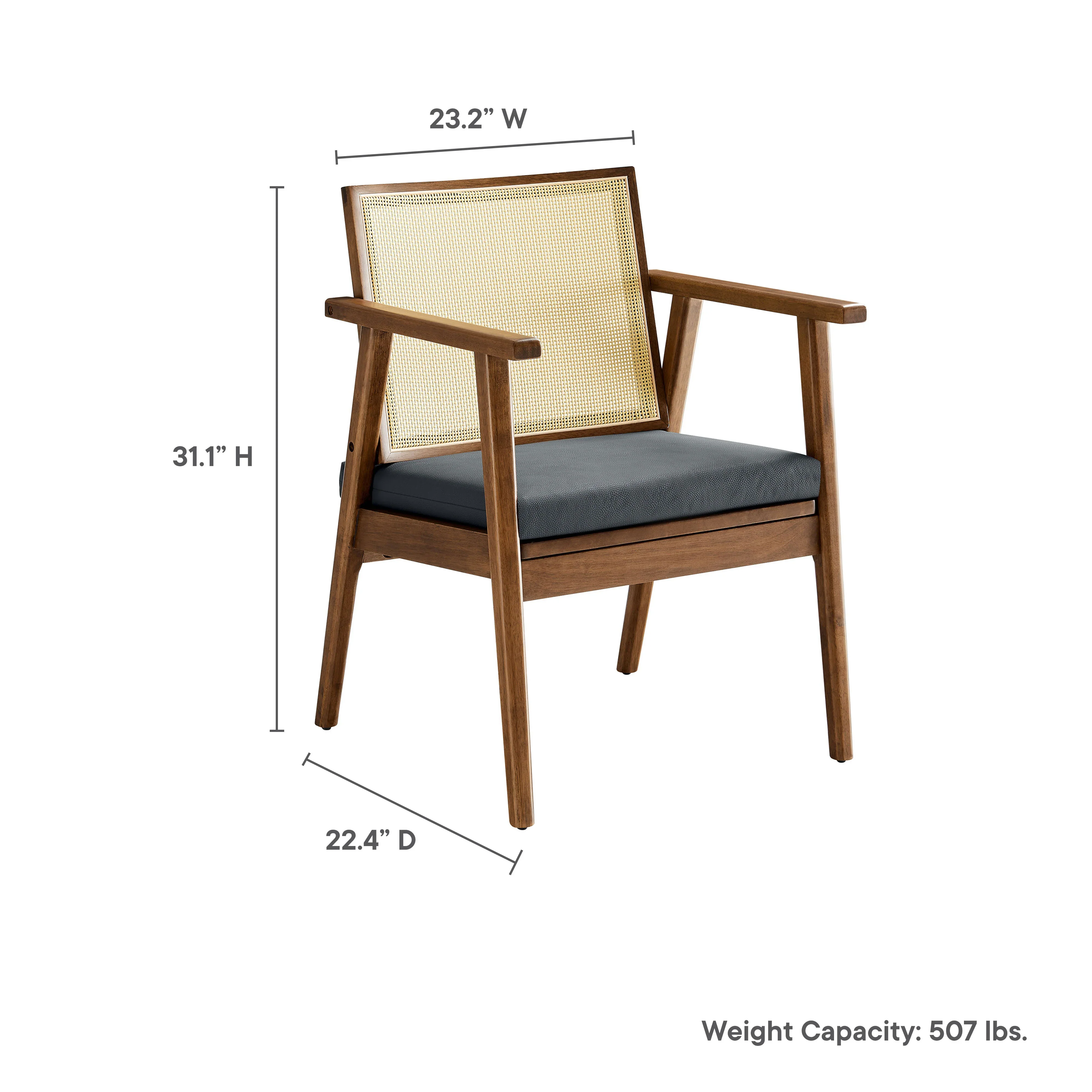 Thera Vegan Leather and Cane Accent Armchairs Set of 2 - Image 9