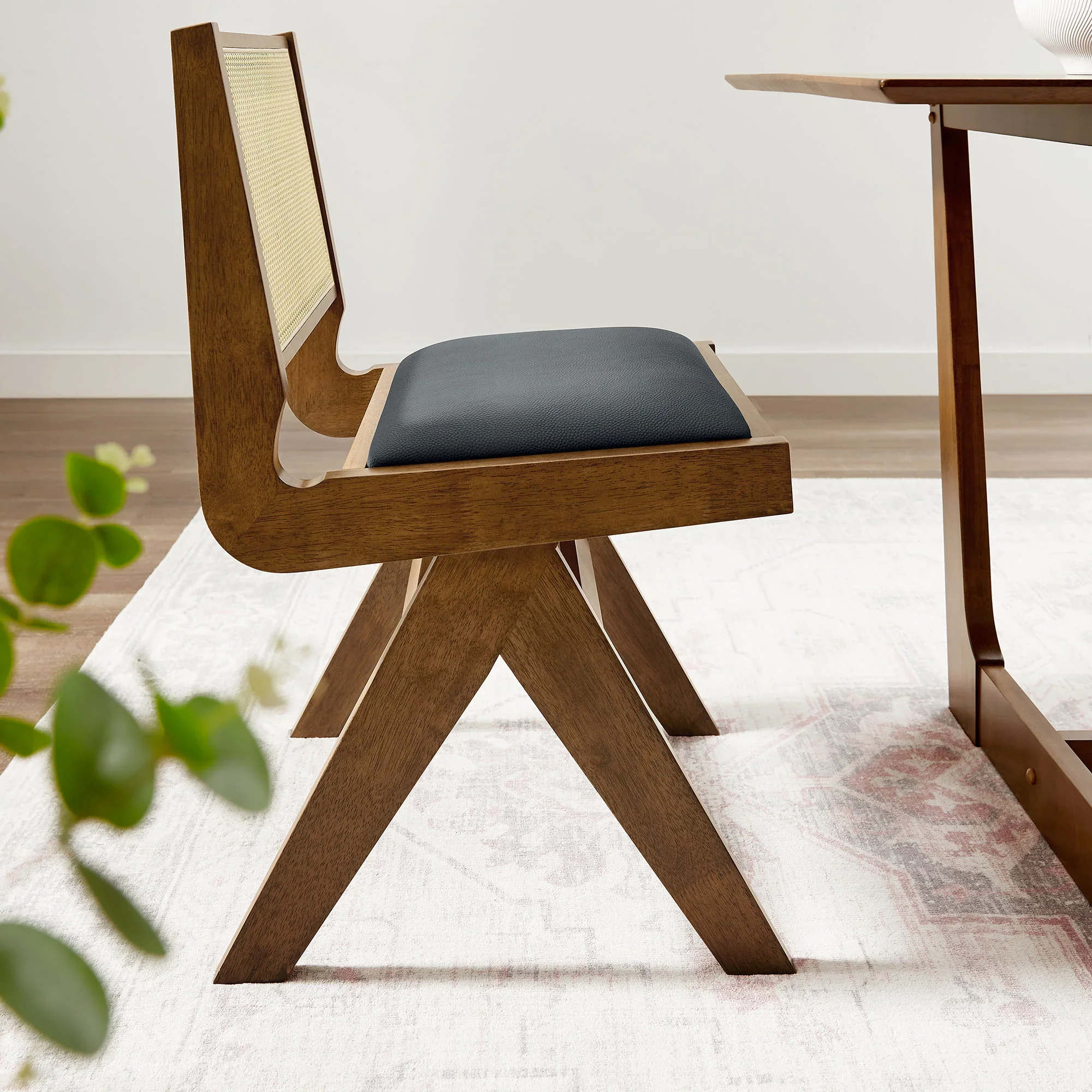 Thera Vegan Leather and Cane Dining Side Chairs Set of 2 - Image 9