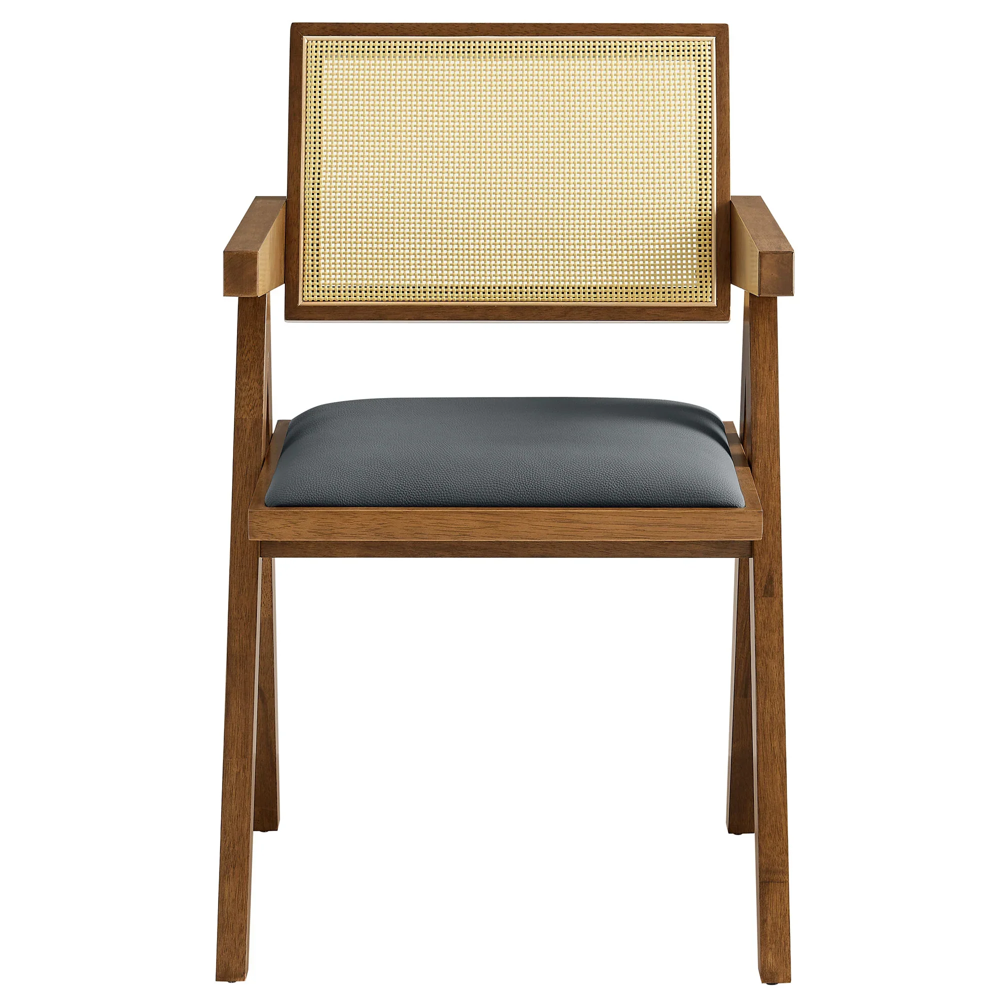 Thera Vegan Leather Cane Dining Armchairs Set of 2 - Image 5