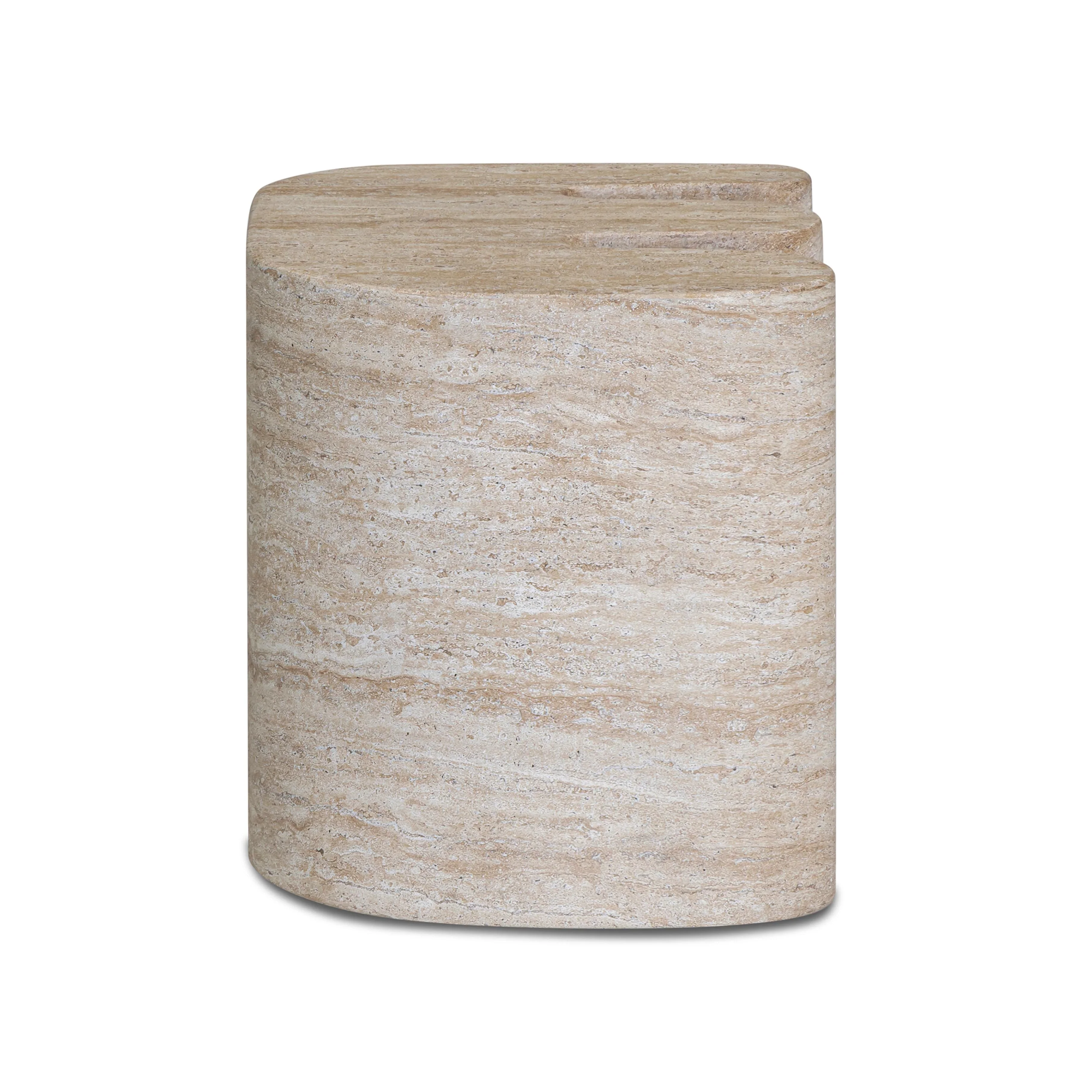 Thyme Faux Travertine Indoor/Outdoor Concrete Side Table - Image 5