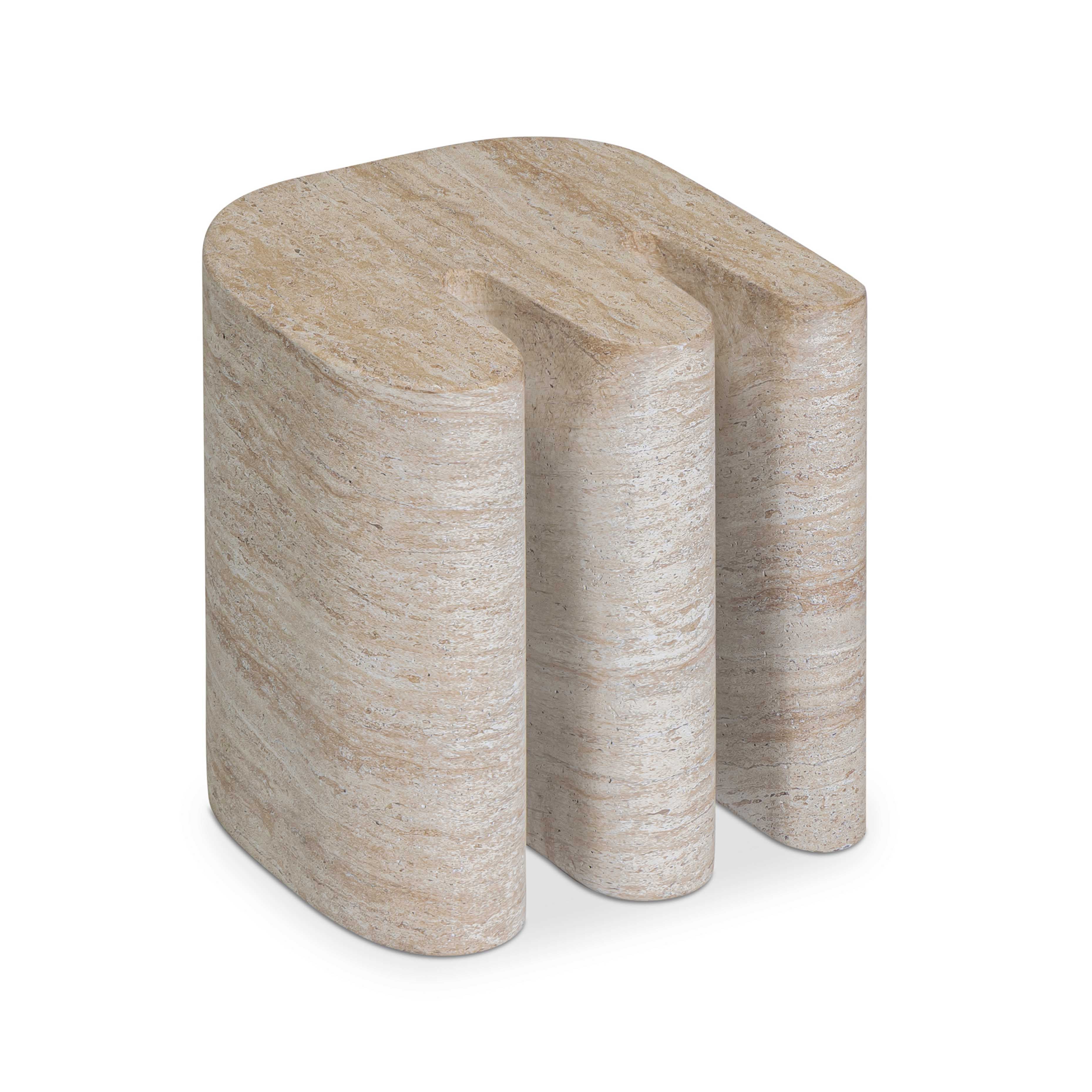 Thyme Faux Travertine Indoor/Outdoor Concrete Side Table - Image 8