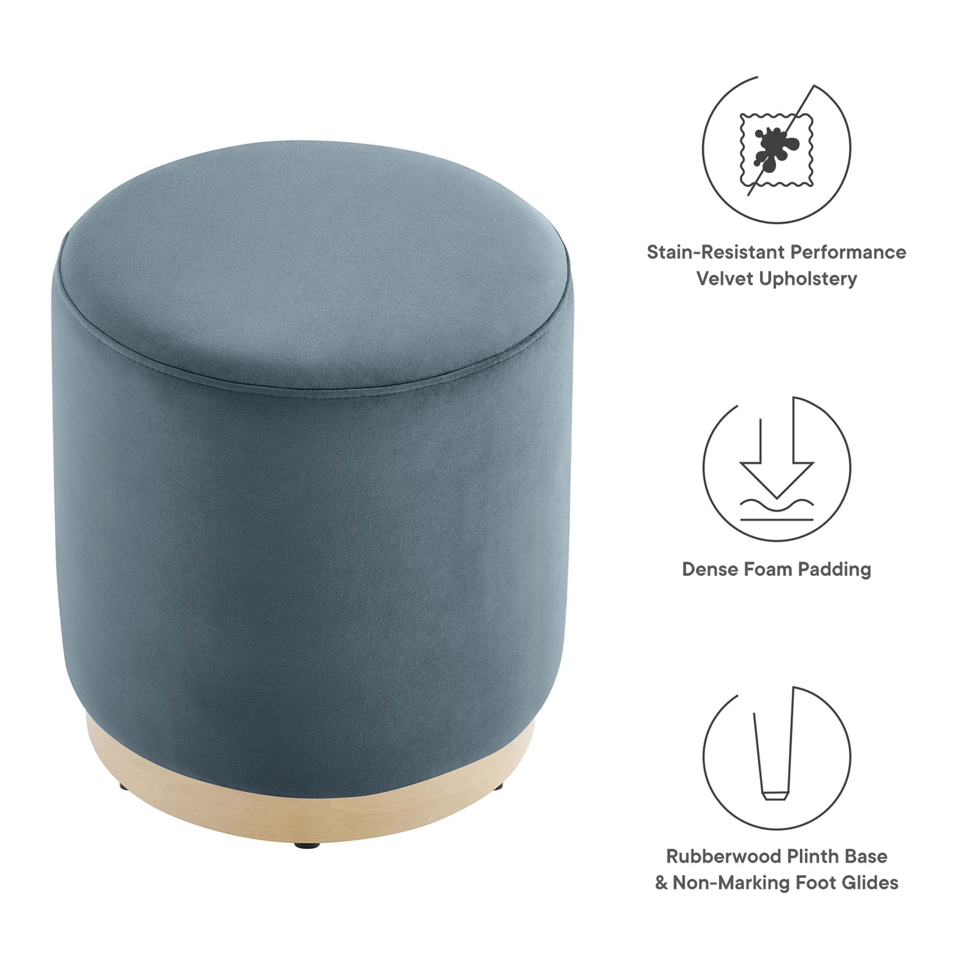 Tilden Round Performance Velvet Upholstered Ottoman - Image 15