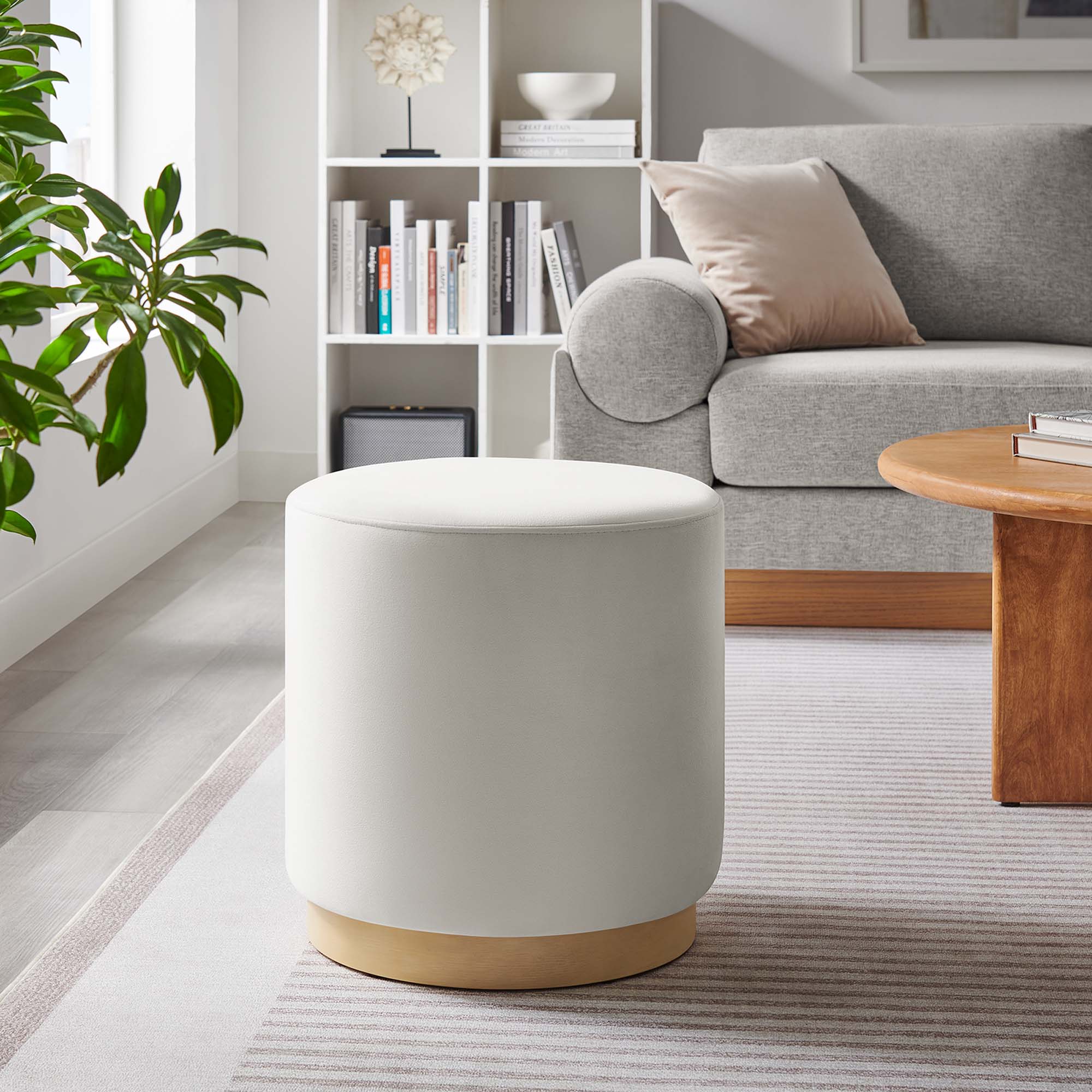 Tilden Round Performance Velvet Upholstered Ottoman - Image 18