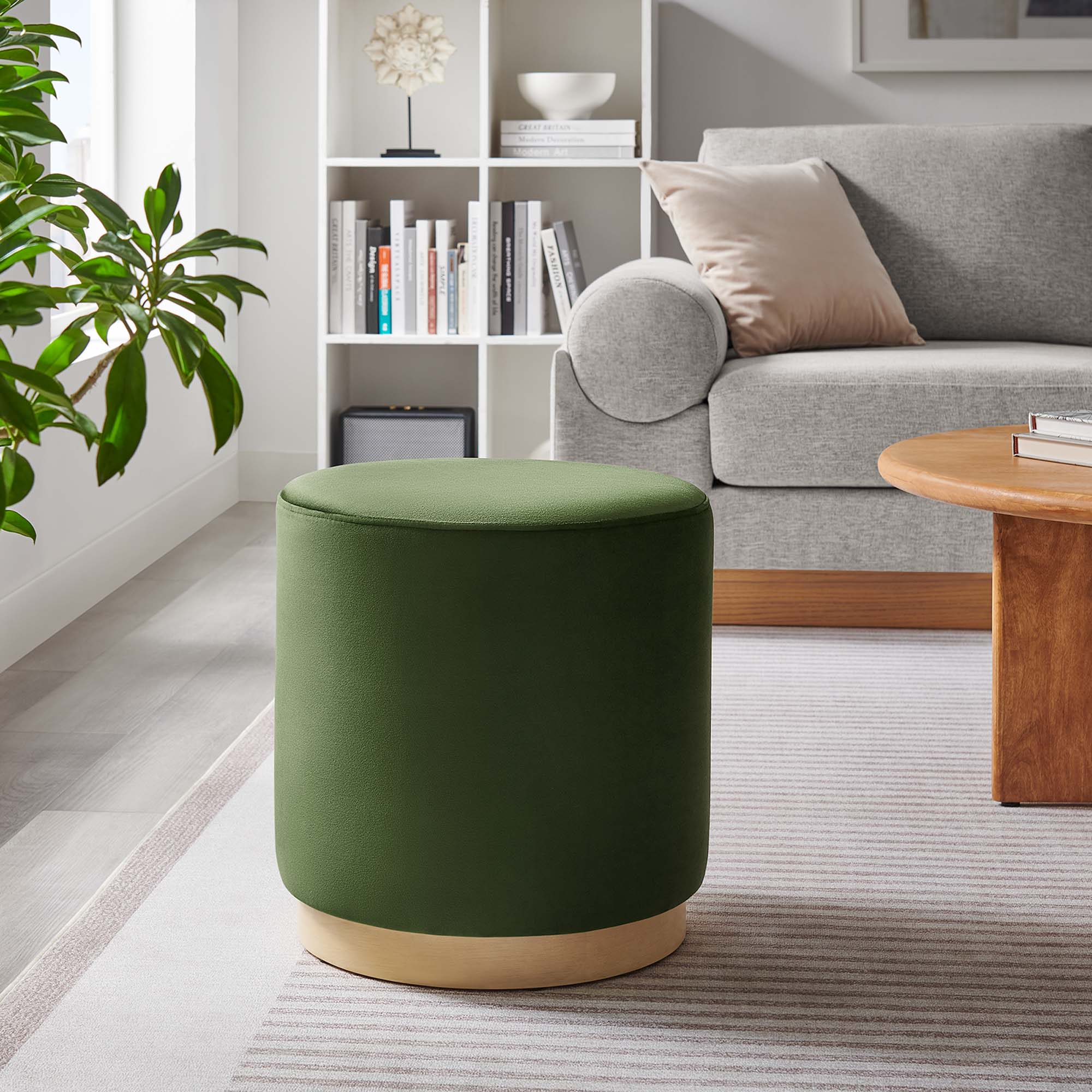 Tilden Round Performance Velvet Upholstered Ottoman - Image 27