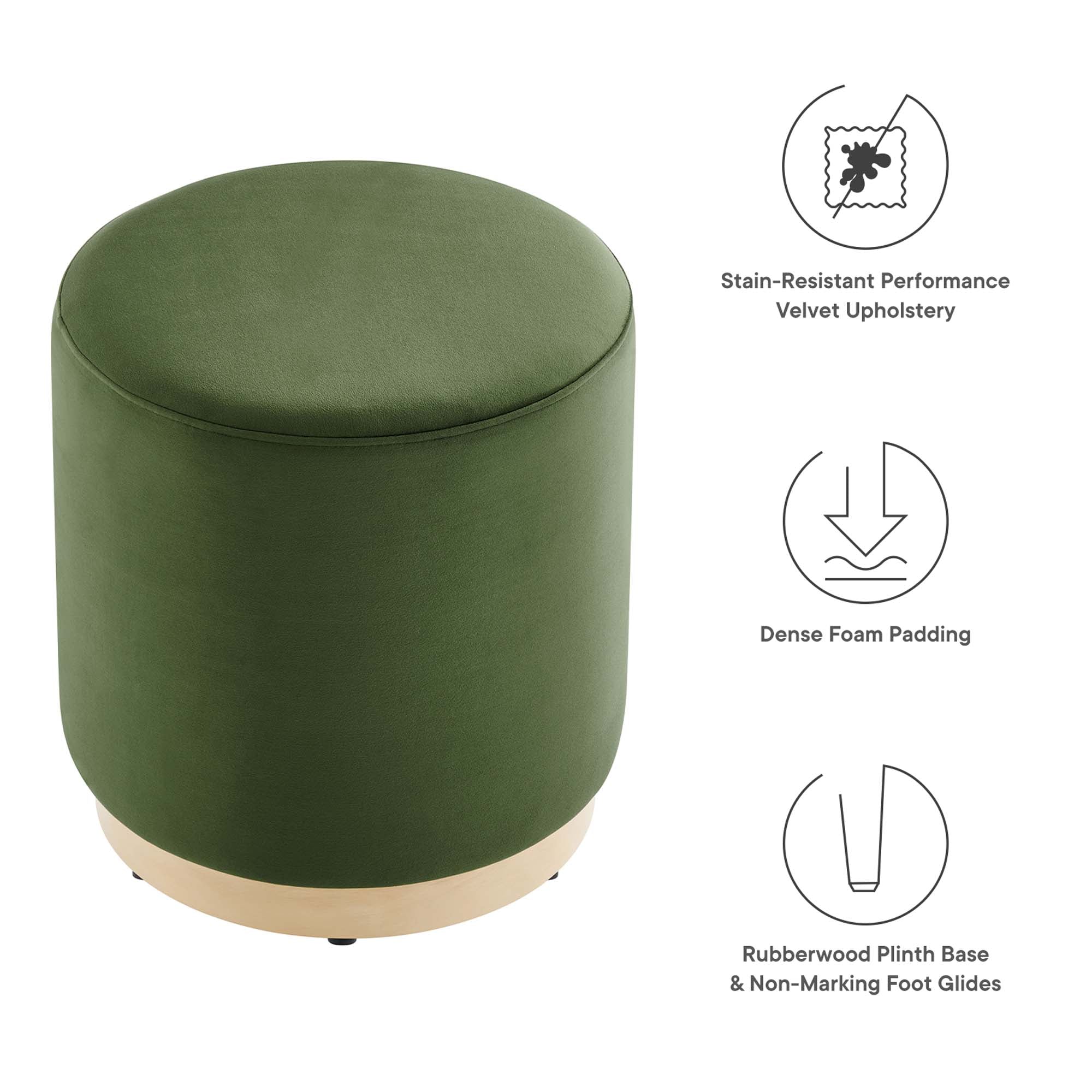 Tilden Round Performance Velvet Upholstered Ottoman - Image 31