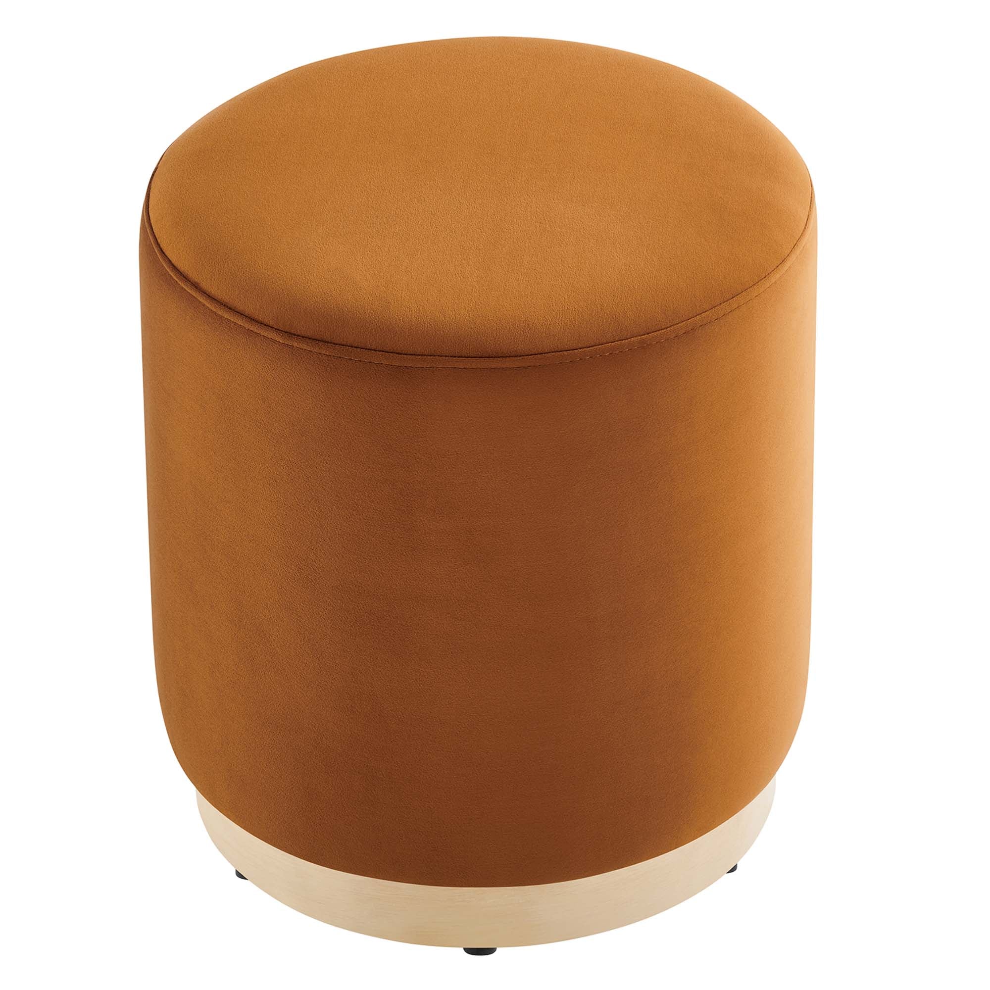 Tilden Round Performance Velvet Upholstered Ottoman - Image 5