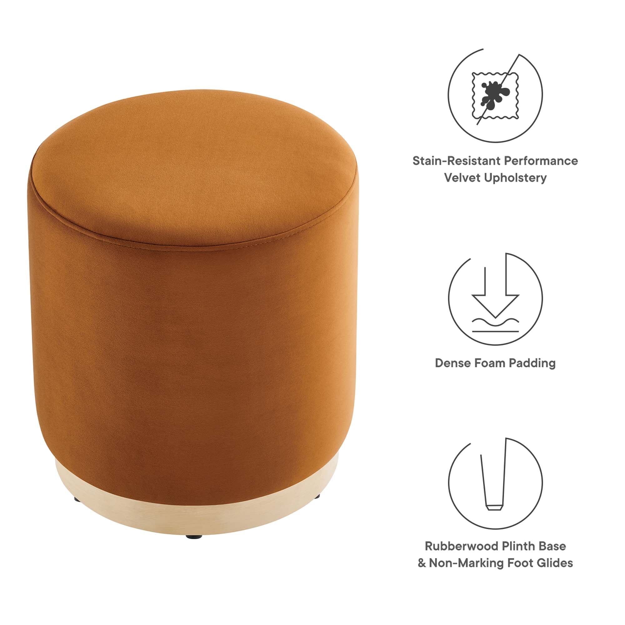 Tilden Round Performance Velvet Upholstered Ottoman - Image 7