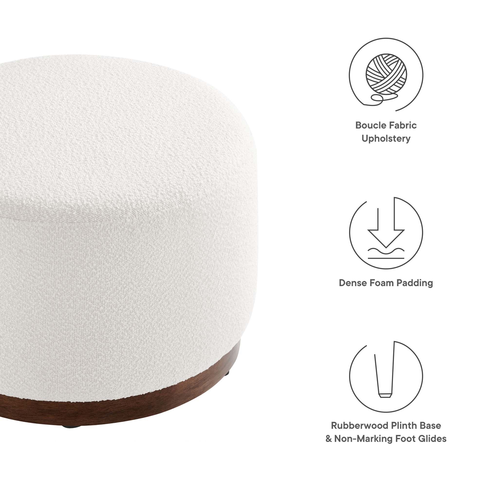 Tilden Large Round Boucle Upholstered Ottoman - Image 4
