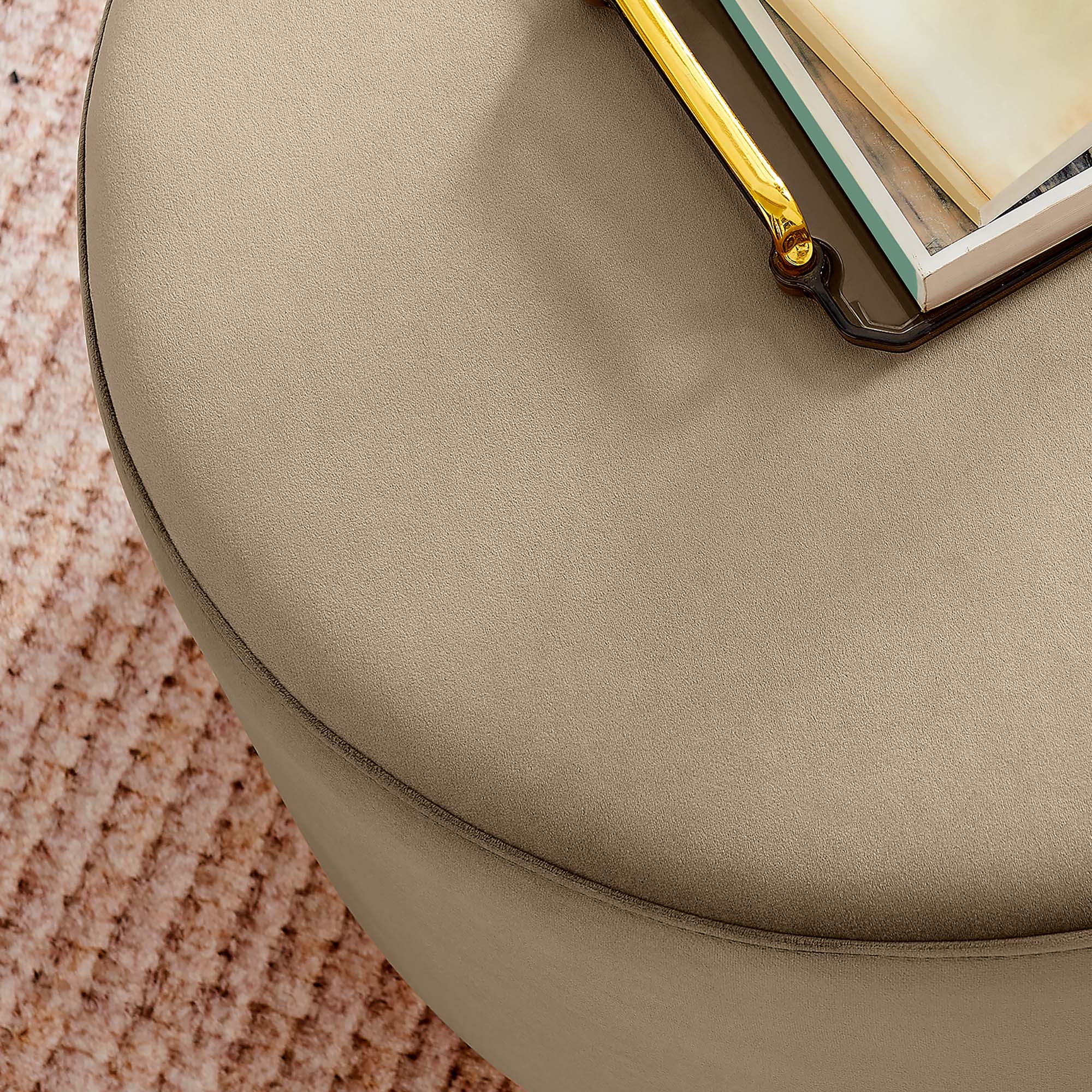 Tilden Large Round Performance Velvet Upholstered Ottoman - Image 36