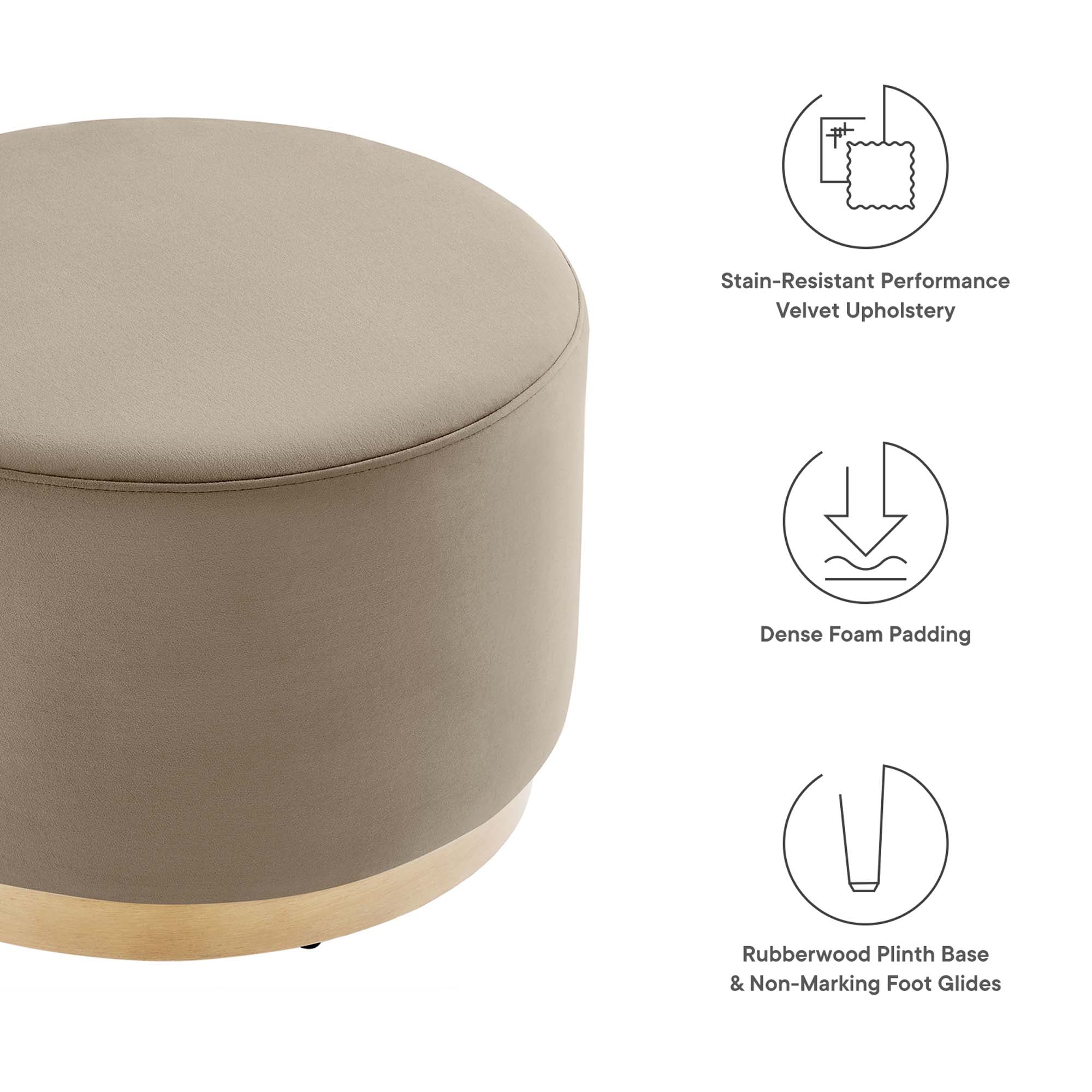 Tilden Large Round Performance Velvet Upholstered Ottoman - Image 39