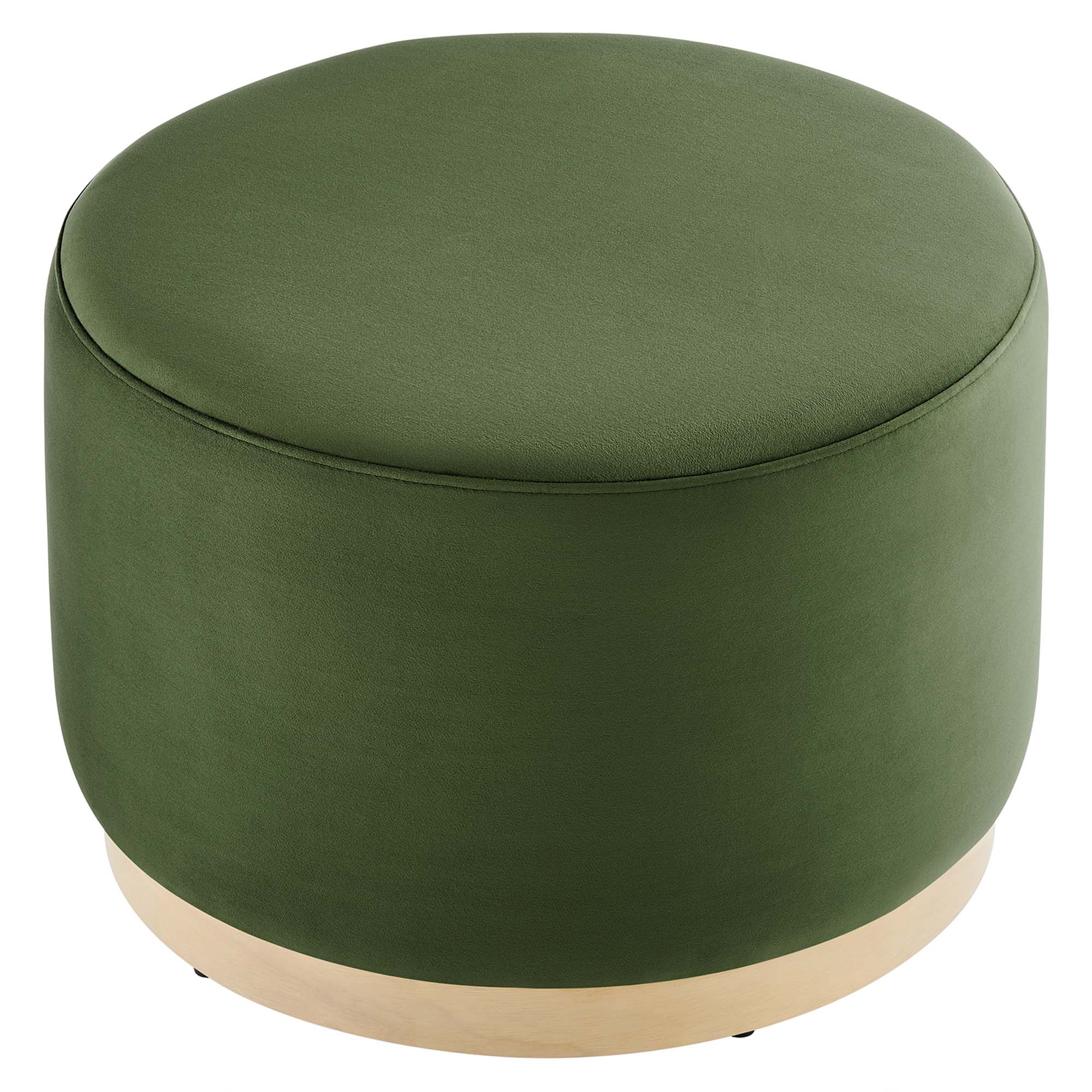 Tilden Large Round Performance Velvet Upholstered Ottoman - Image 5