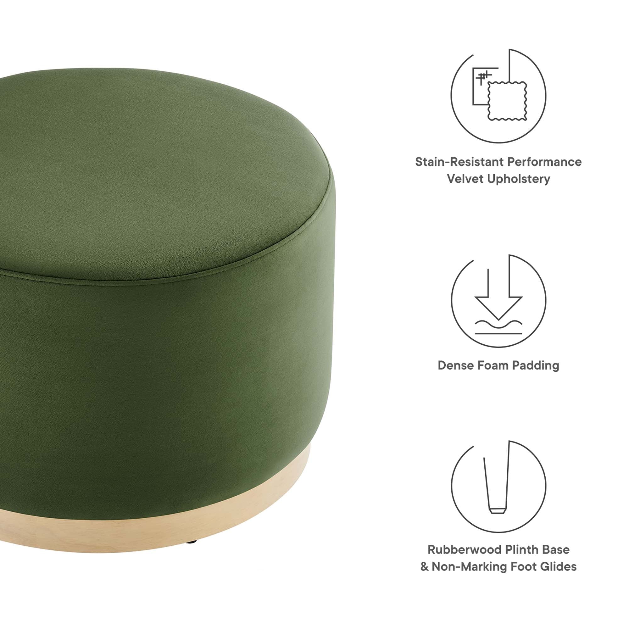 Tilden Large Round Performance Velvet Upholstered Ottoman - Image 7