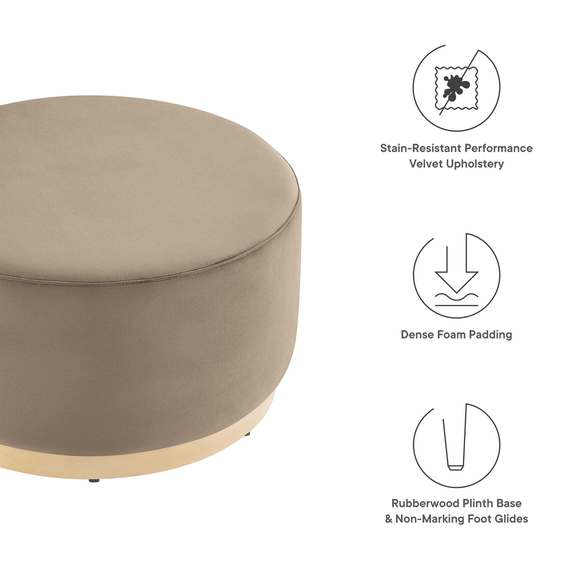 Tilden Large Round Performance Velvet Upholstered Ottoman - Image 13