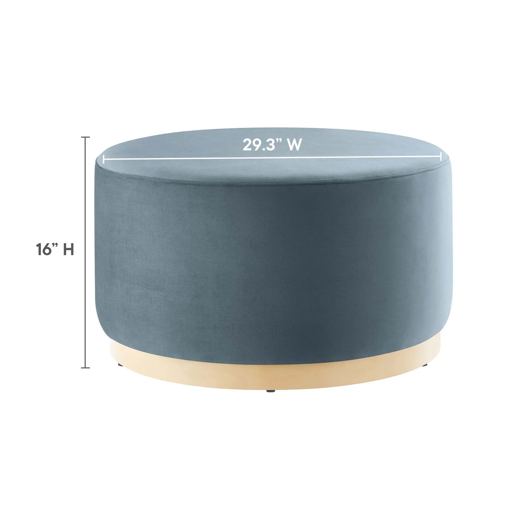 Tilden Large Round Performance Velvet Upholstered Ottoman - Image 27