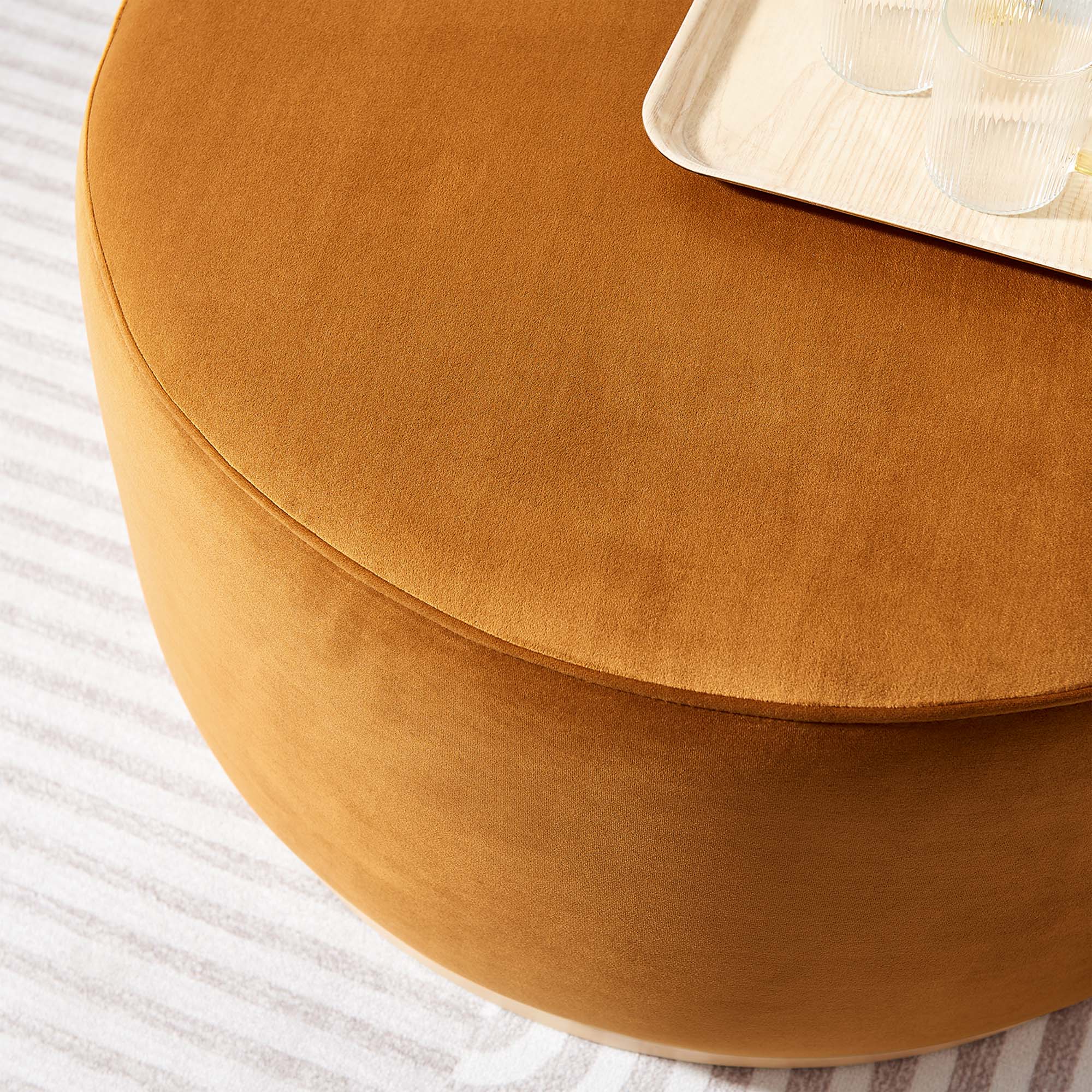 Tilden Large Round Performance Velvet Upholstered Ottoman - Image 30