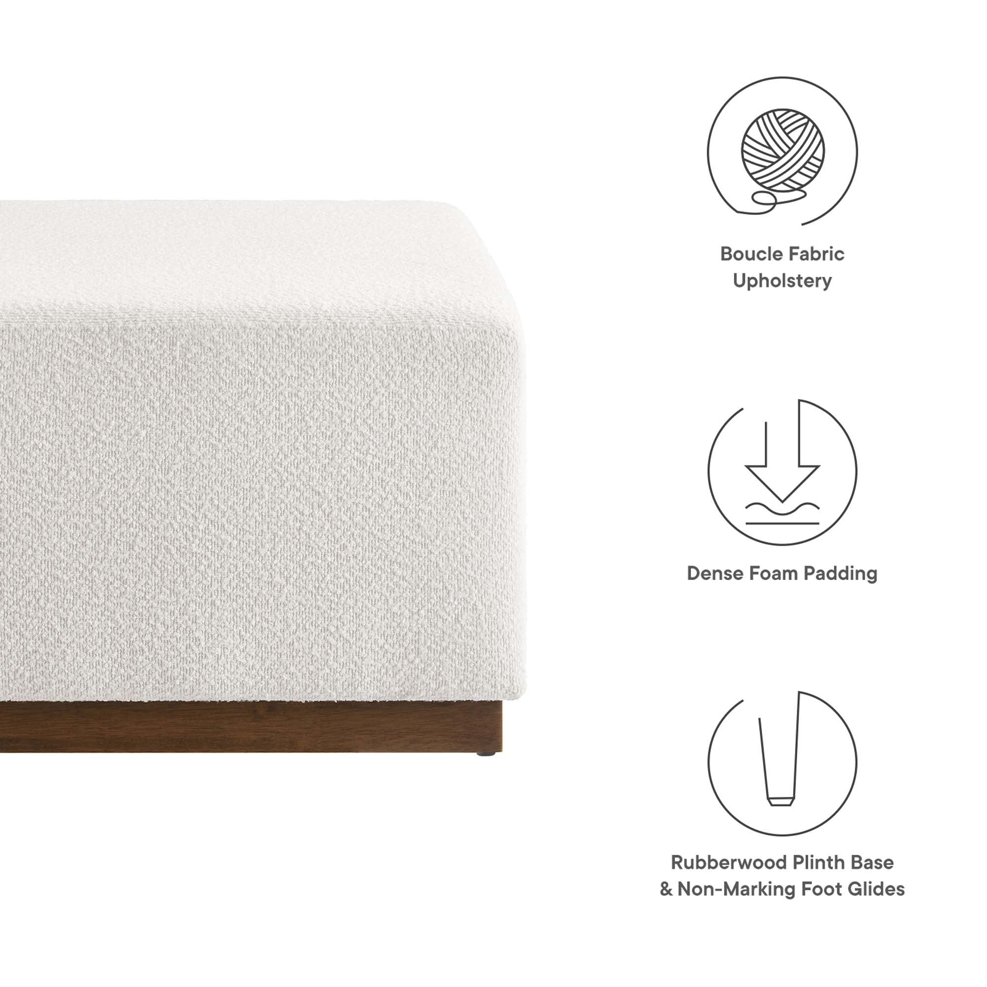 Tilden Large Square Boucle Upholstered Ottoman - Image 4