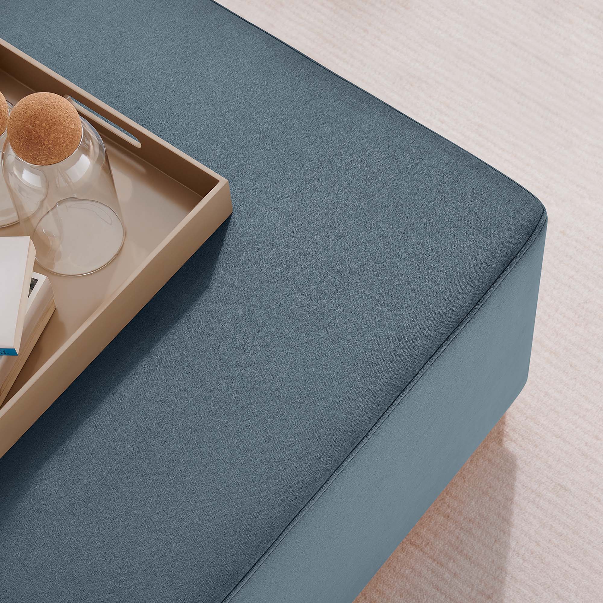 Tilden Large Square Performance Velvet Upholstered Ottoman - Image 22