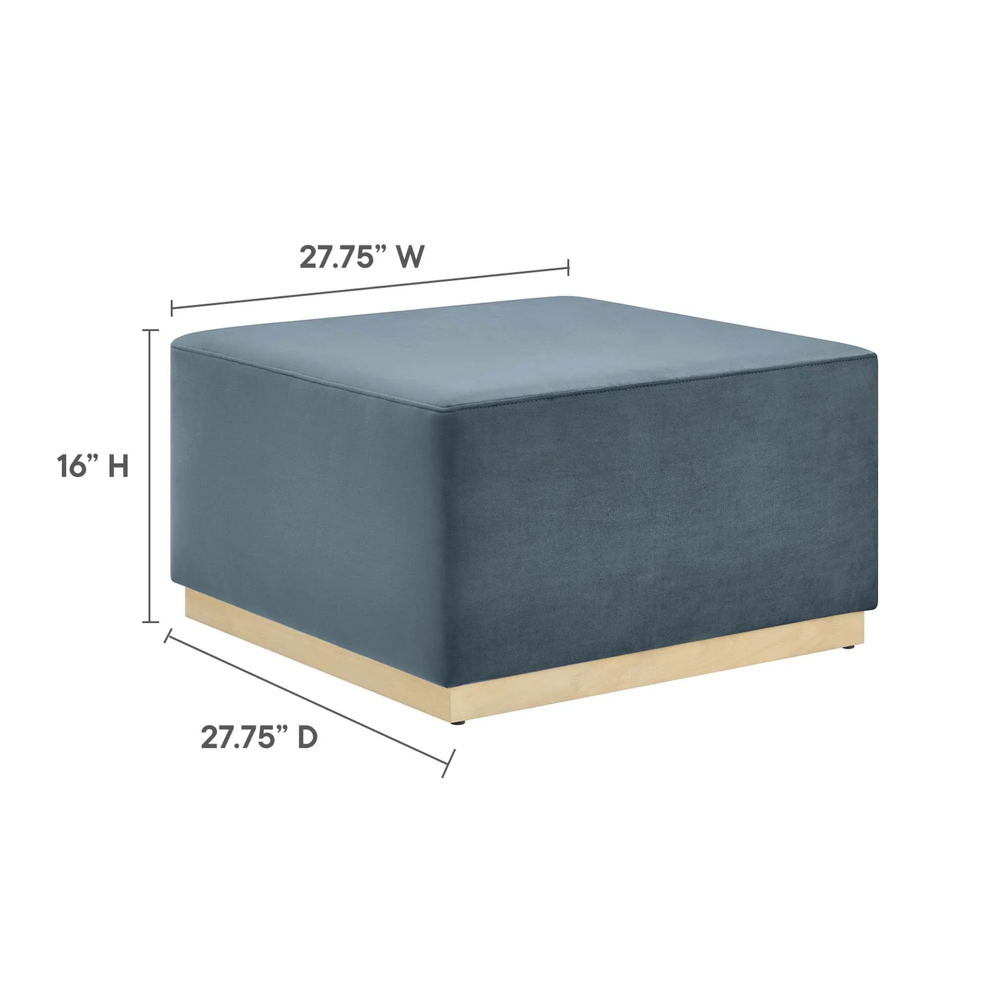 Tilden Large Square Performance Velvet Upholstered Ottoman - Image 27