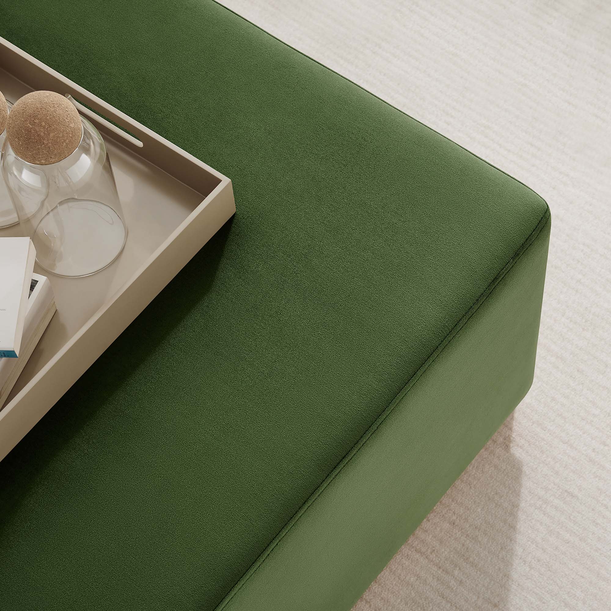 Tilden Large Square Performance Velvet Upholstered Ottoman - Image 31