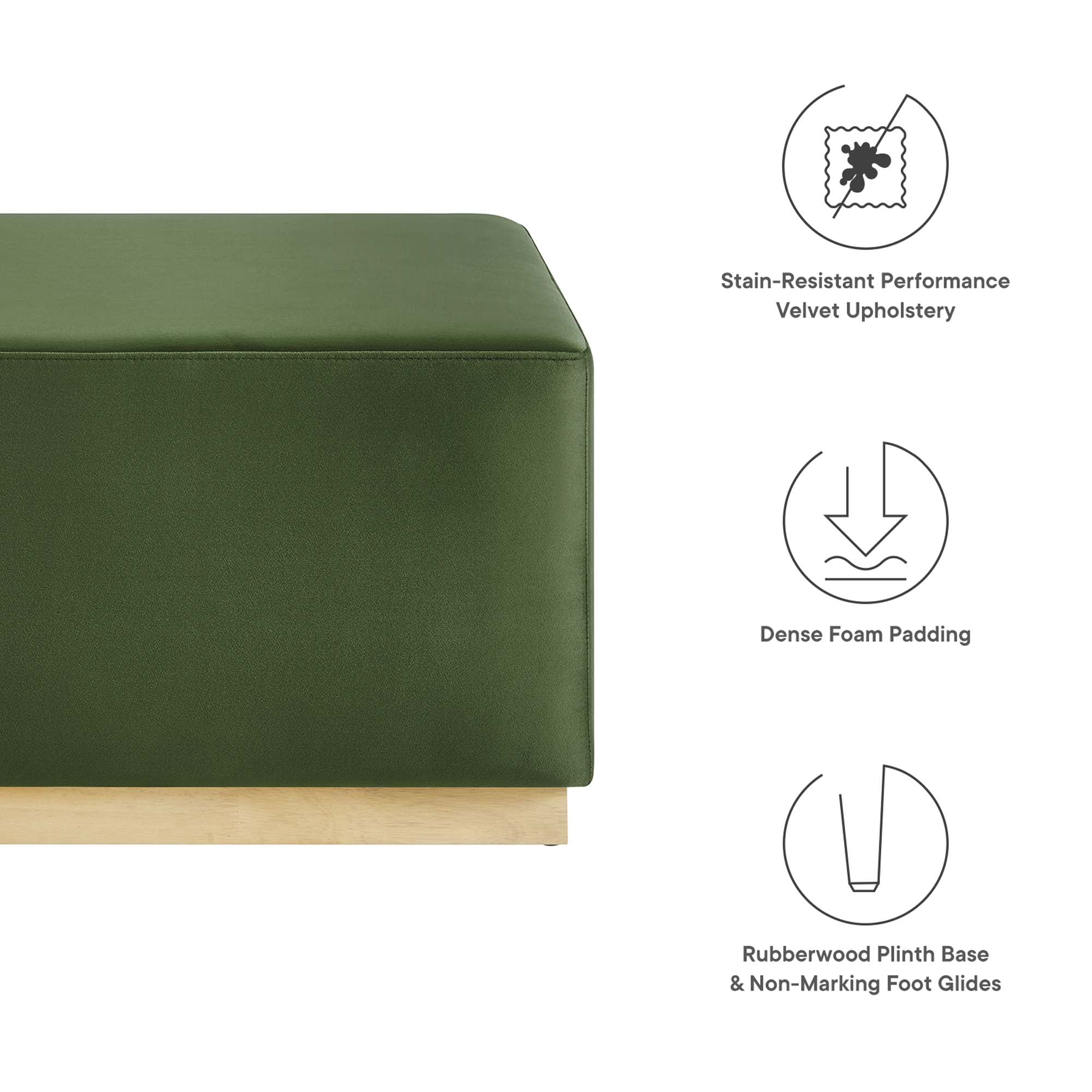 Tilden Large Square Performance Velvet Upholstered Ottoman - Image 32