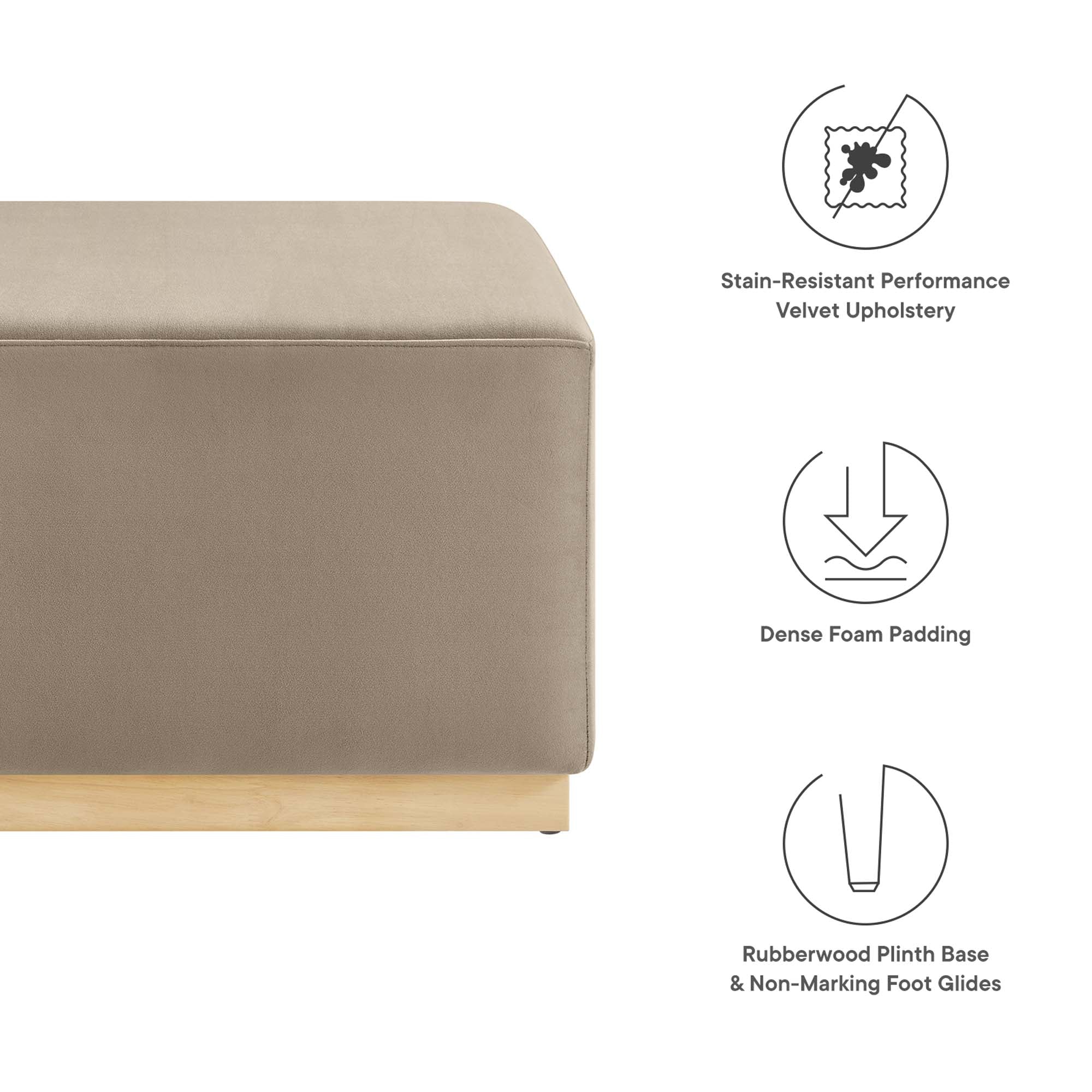 Tilden Large Square Performance Velvet Upholstered Ottoman - Image 38