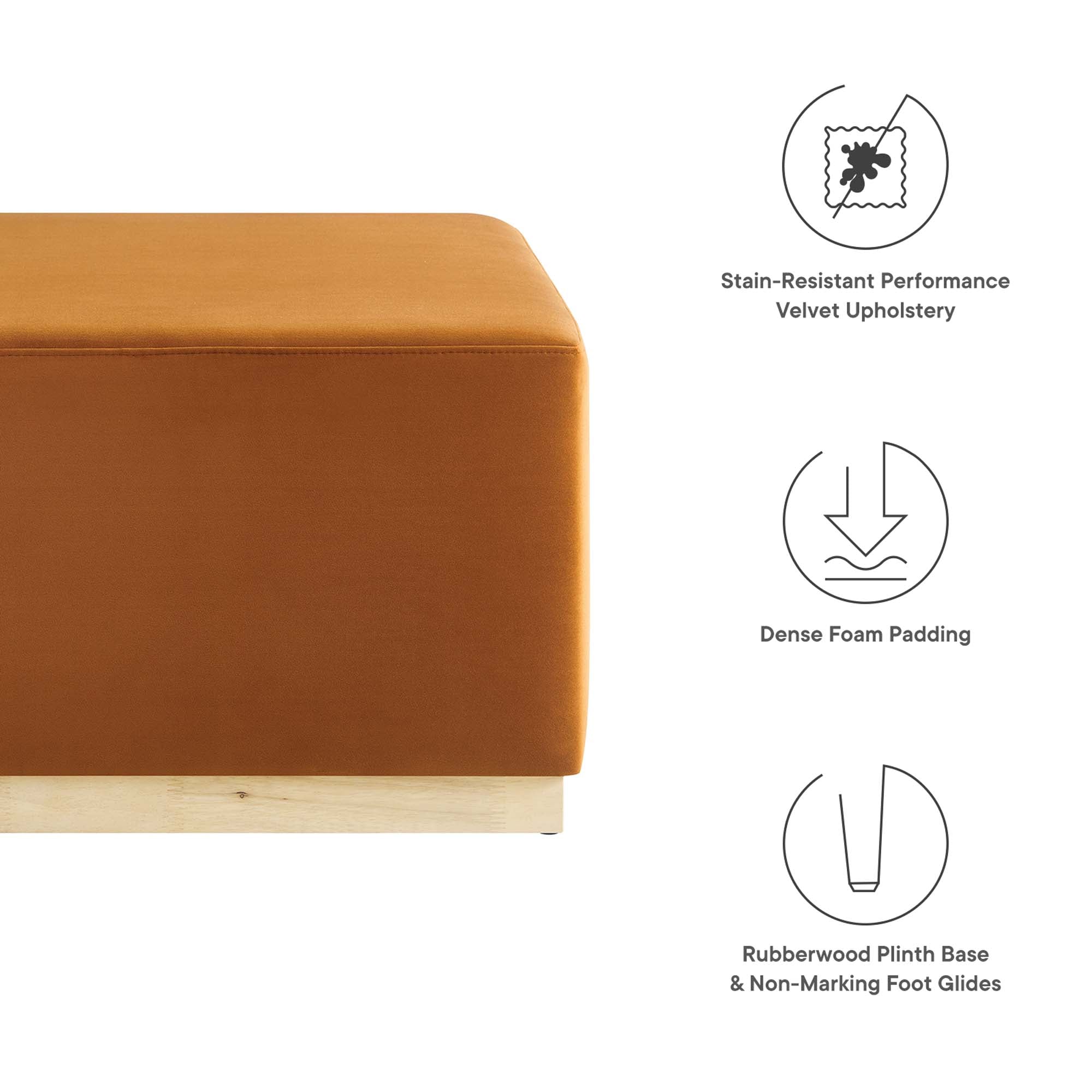 Tilden Large Square Performance Velvet Upholstered Ottoman - Image 8