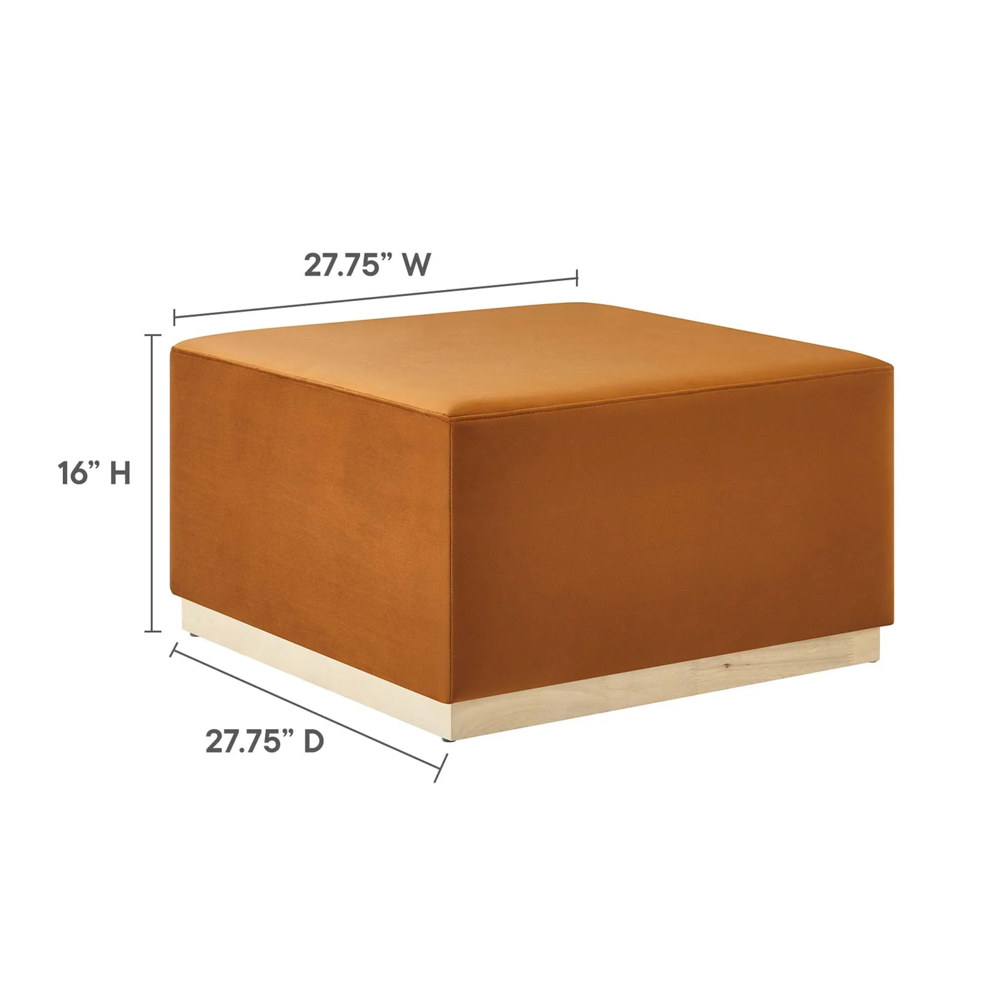 Tilden Large Square Performance Velvet Upholstered Ottoman - Image 9