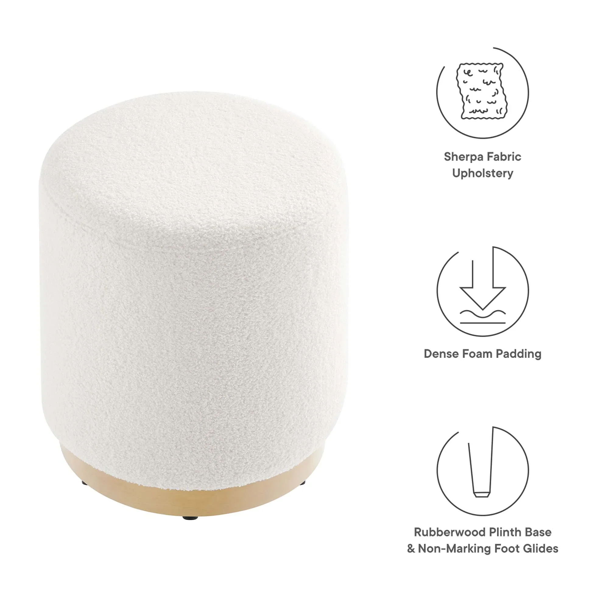 Tilden Round Sherpa Upholstered Ottoman - Image 14