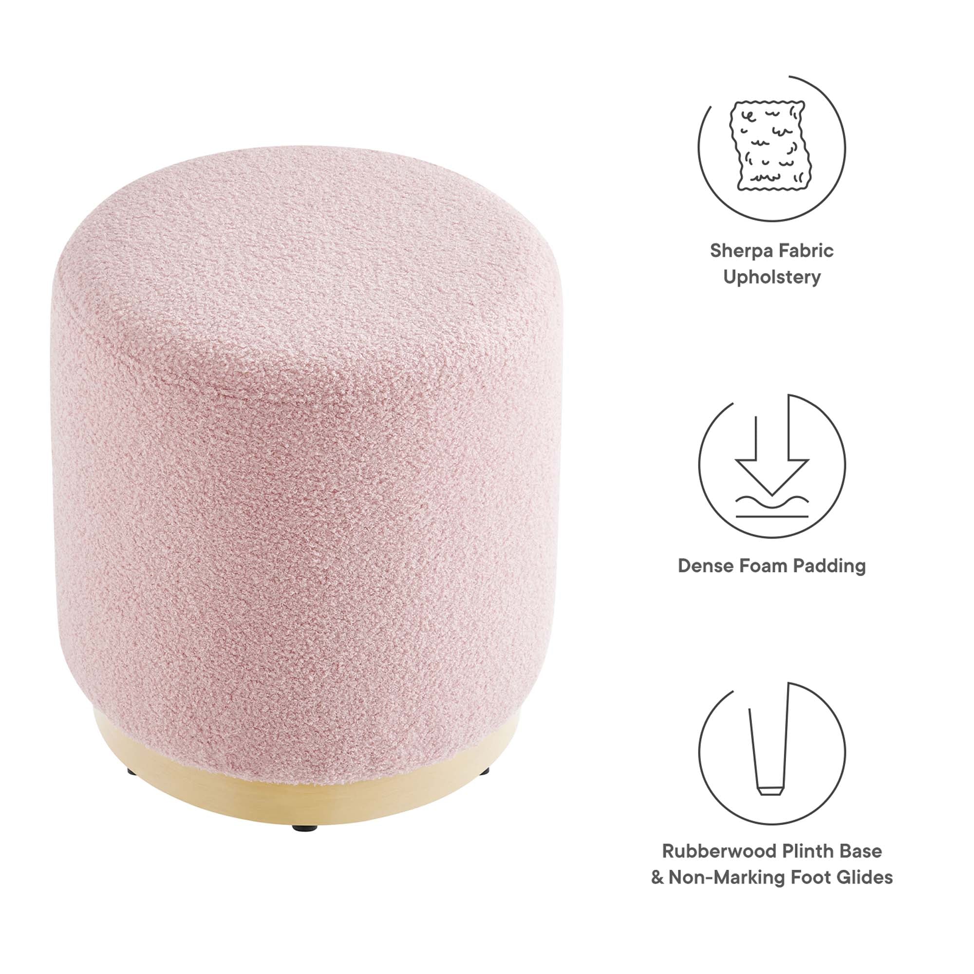 Tilden Round Sherpa Upholstered Ottoman - Image 6