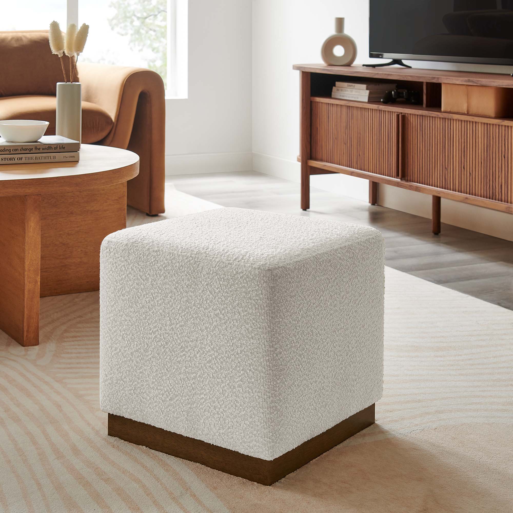 Tilden Square Boucle Upholstered Ottoman - Image 3