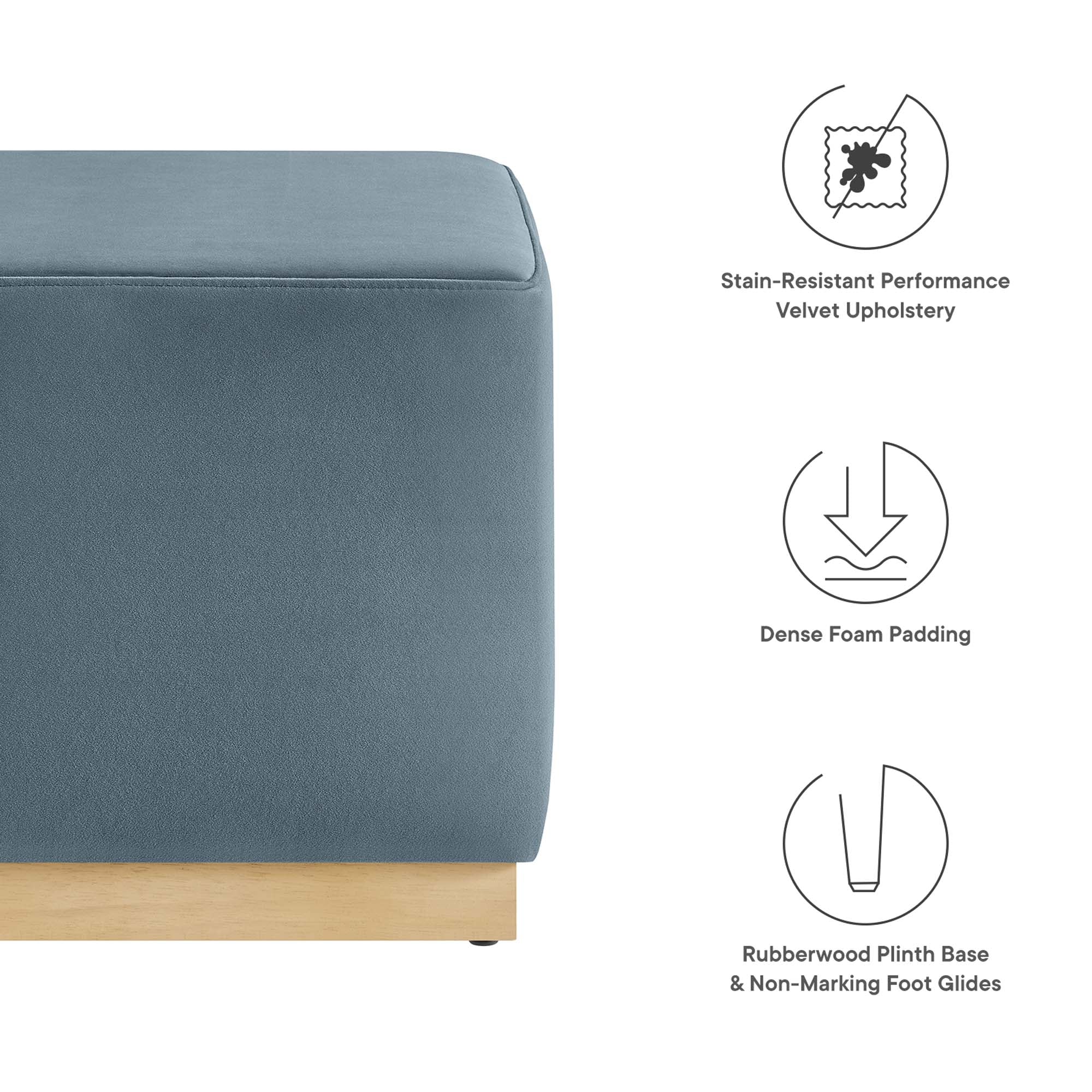 Tilden Square Performance Velvet Upholstered Ottoman - Image 23